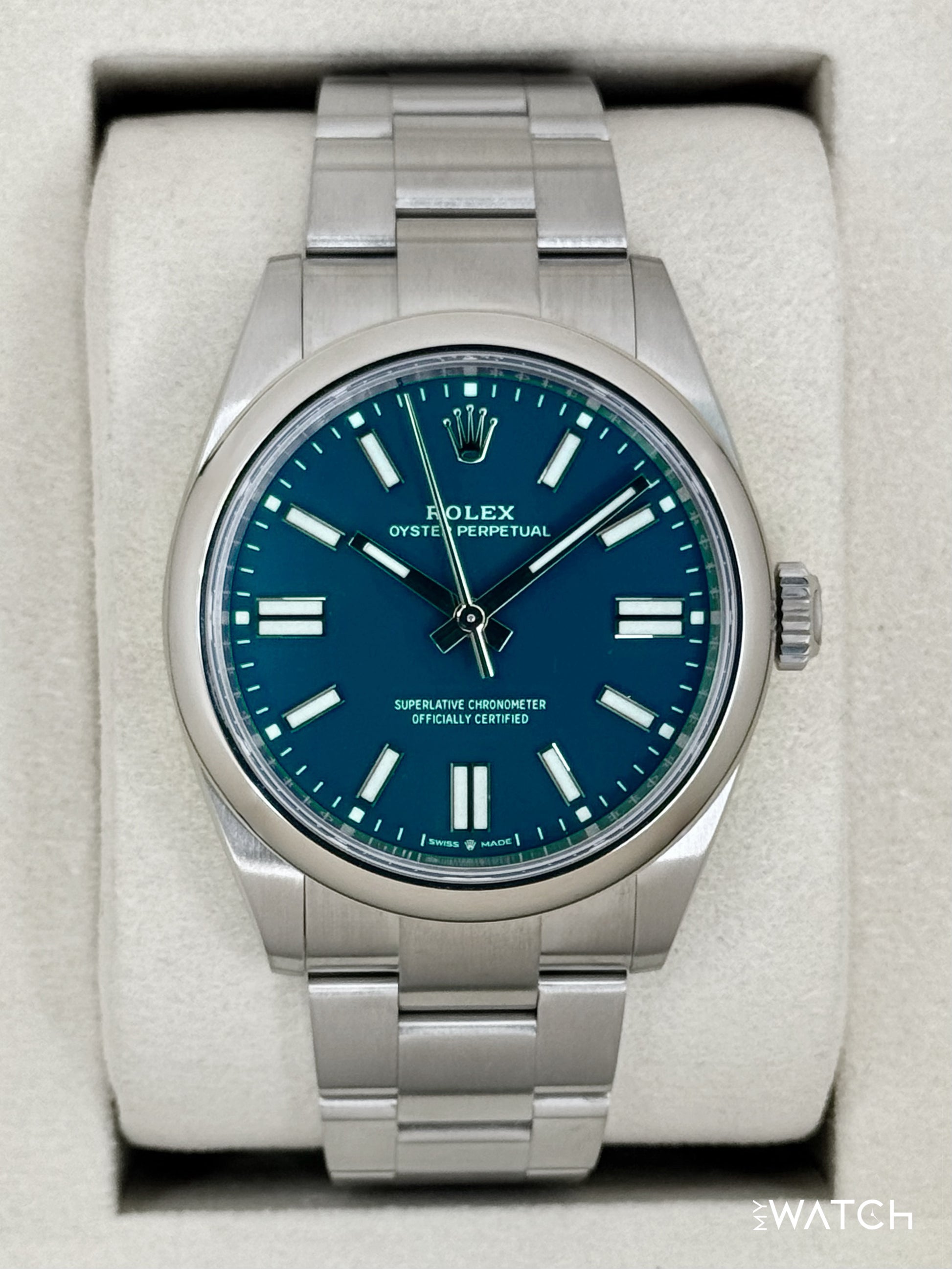 NEW 2025 Rolex Oyster Perpetual 41mm 134300 Med Blue Dial - MyWatchLLC