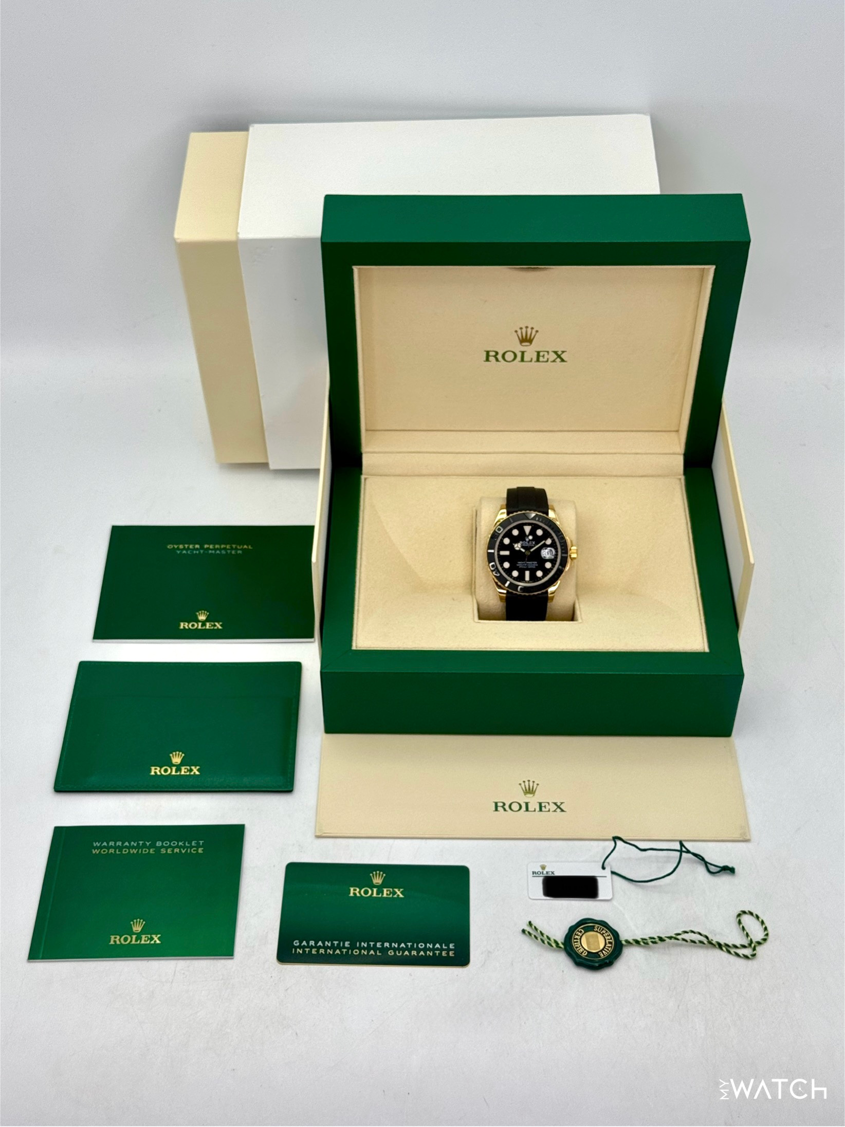 2022 Rolex Yacht-Master 42mm 226658 Gold Oysterflex Black Dial - MyWatchLLC