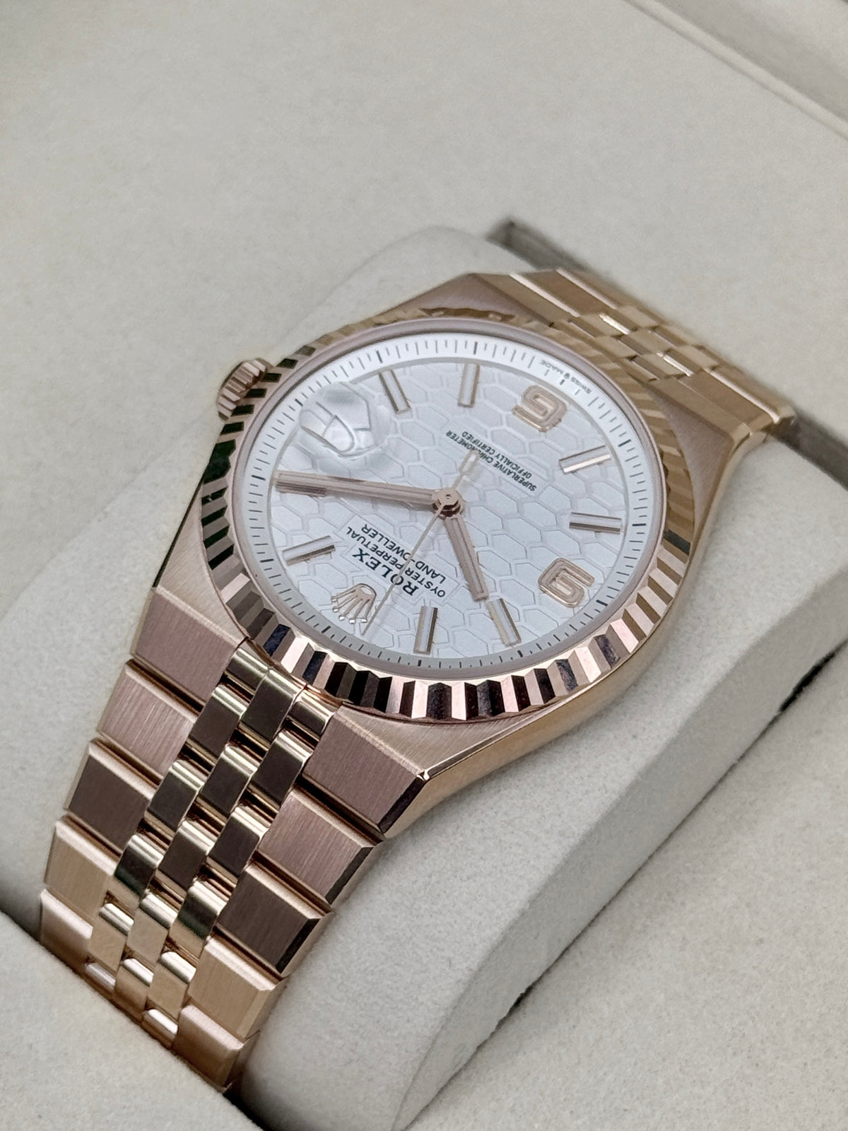NEW 2026 Rolex Land-Dweller 40mm 127335 Rose Gold Flat Jubilee White Dial (NEW STYLE CARD)