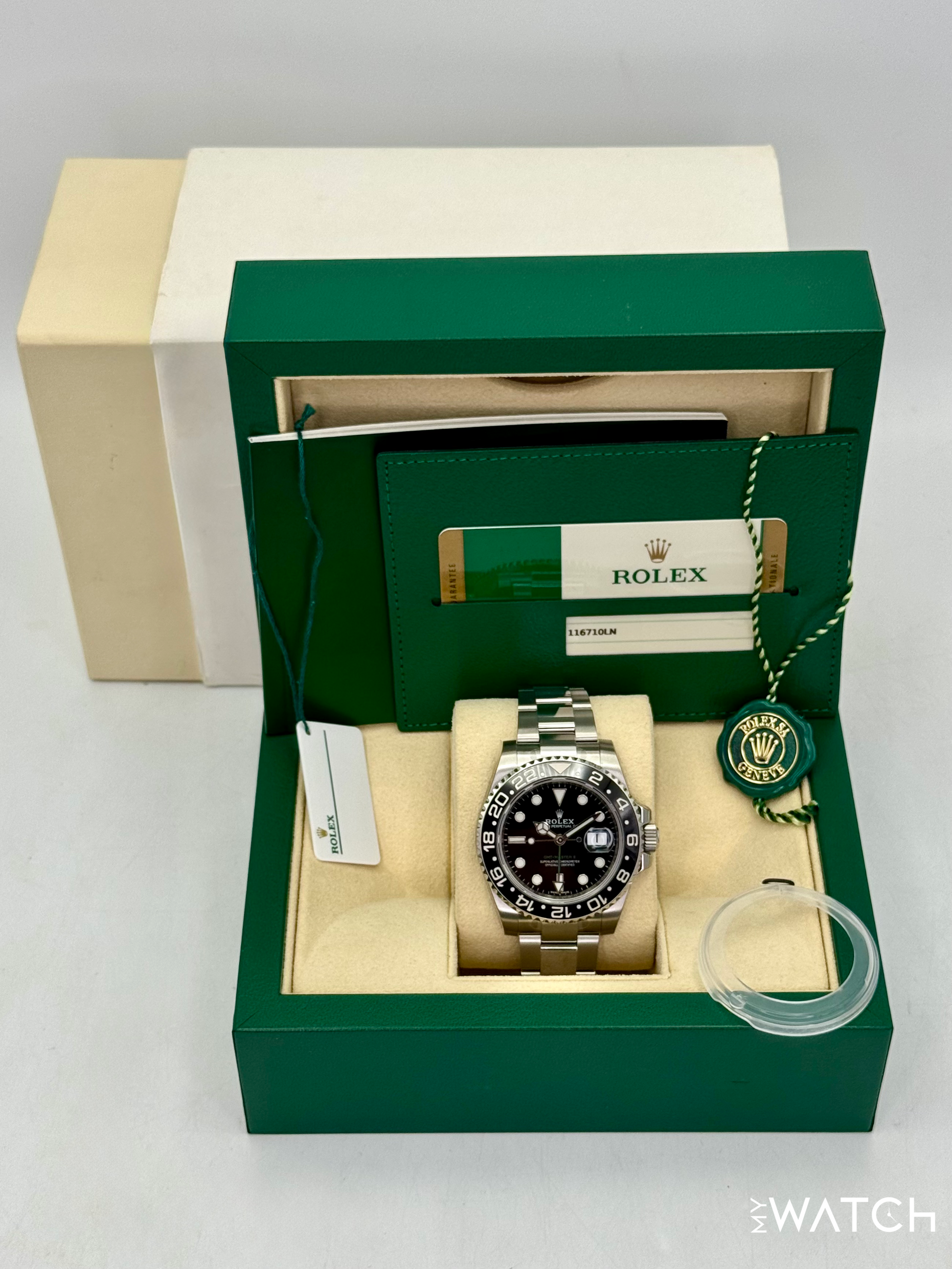 NEW OLD STOCK 2018 Rolex GMT-Master II 40mm 116710LN Black Dial (STICKERED) - MyWatchLLC
