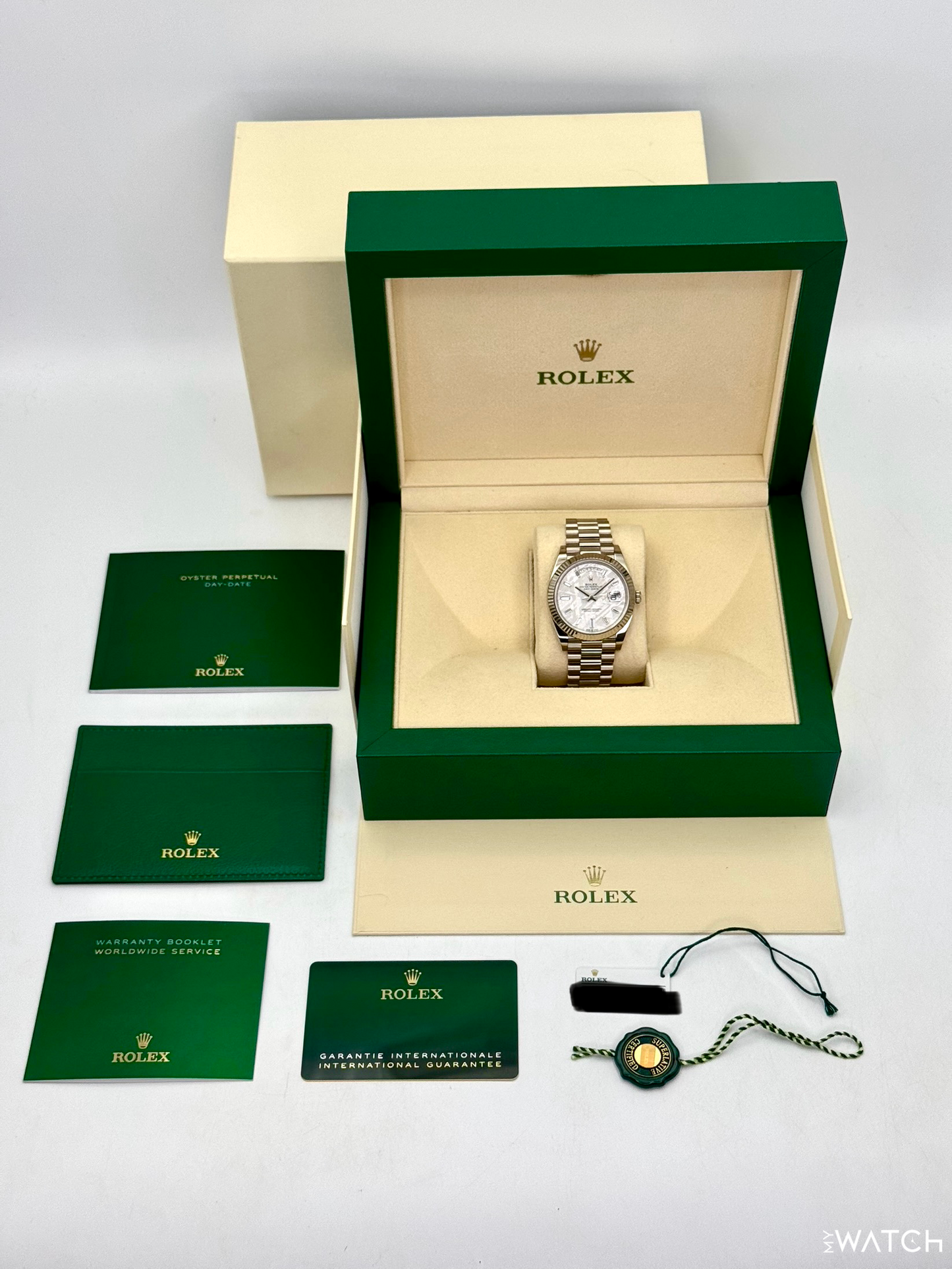 2025 Rolex Day-Date 40mm 228239 Presidential White Gold Meteorite Diamond Dial