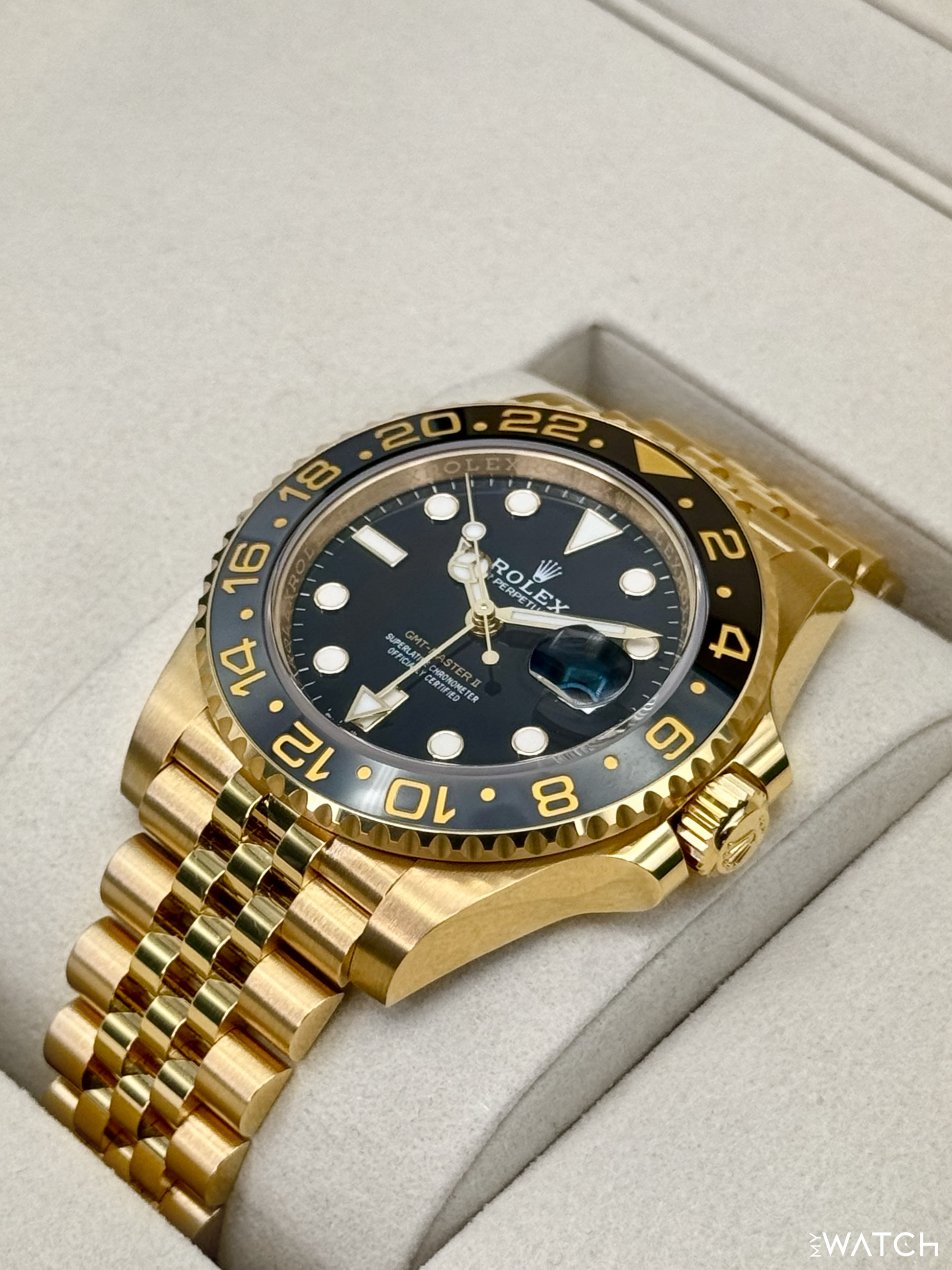 NEW 2026 Rolex GMT-Master II 40mm 126718GRNR Yellow Gold Jubilee Black Dial - MyWatchLLC