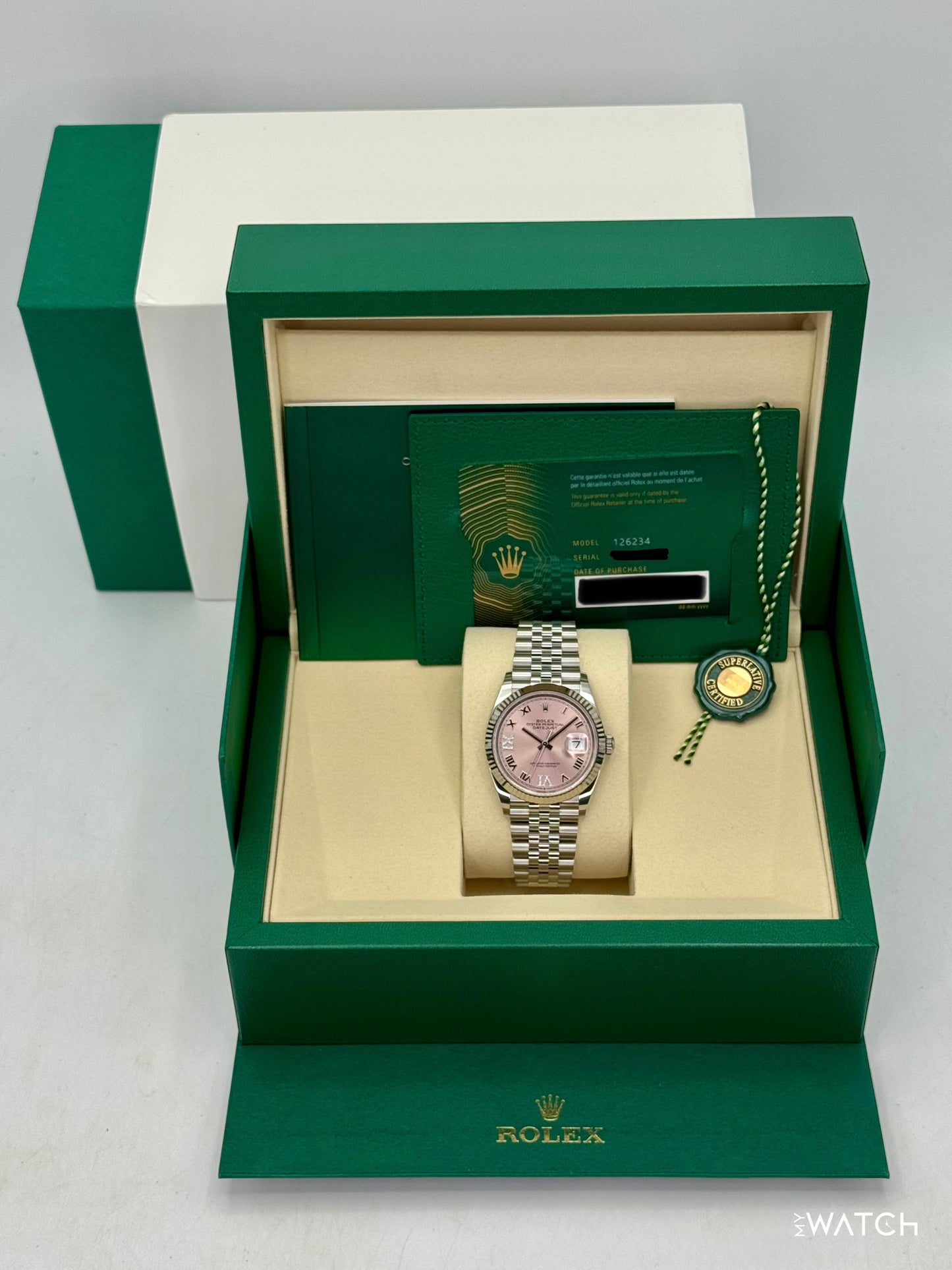 NEW 2026 Rolex Datejust 36mm 126234 Stainless Steel Jubilee Pink Diamond Dial - MyWatchLLC