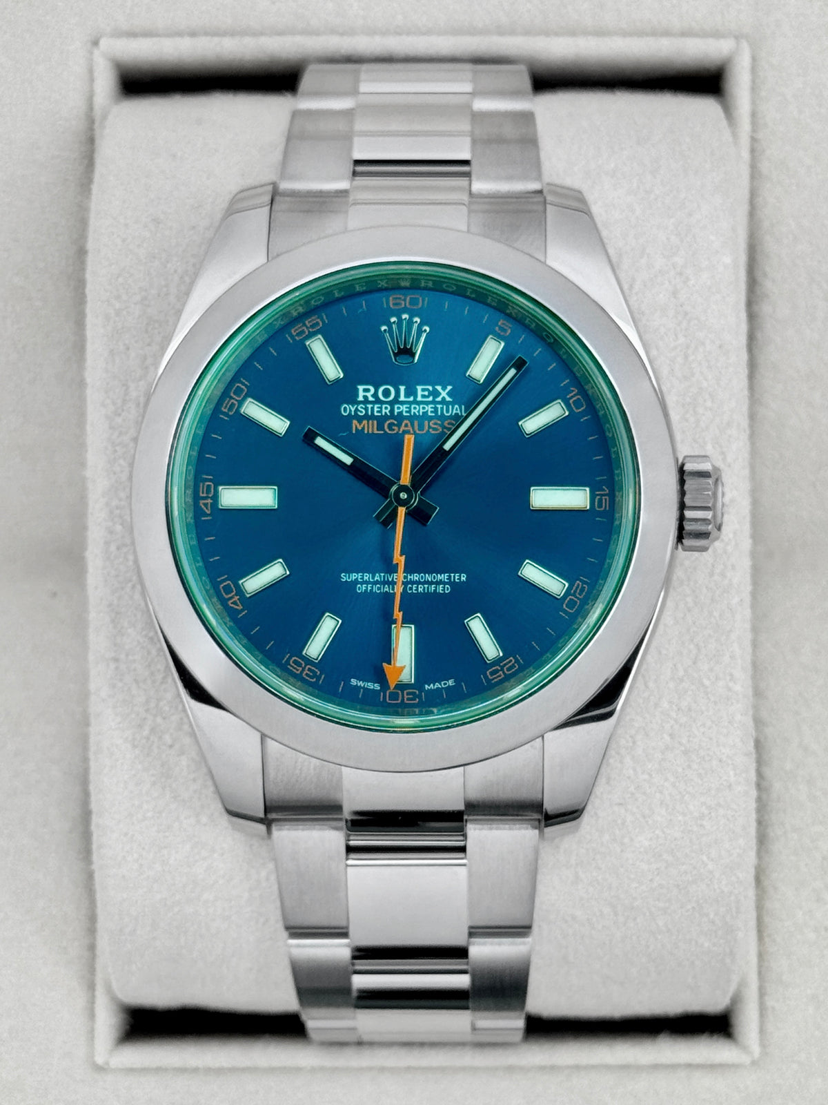 2020 Rolex Milgauss 40mm 116400GV Stainless Steel Blue Dial