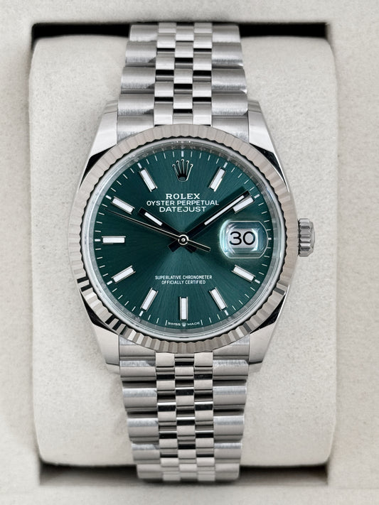NEW 2026 Rolex Datejust 36mm 126234 Stainless Steel Jubilee Mint Green Dial
