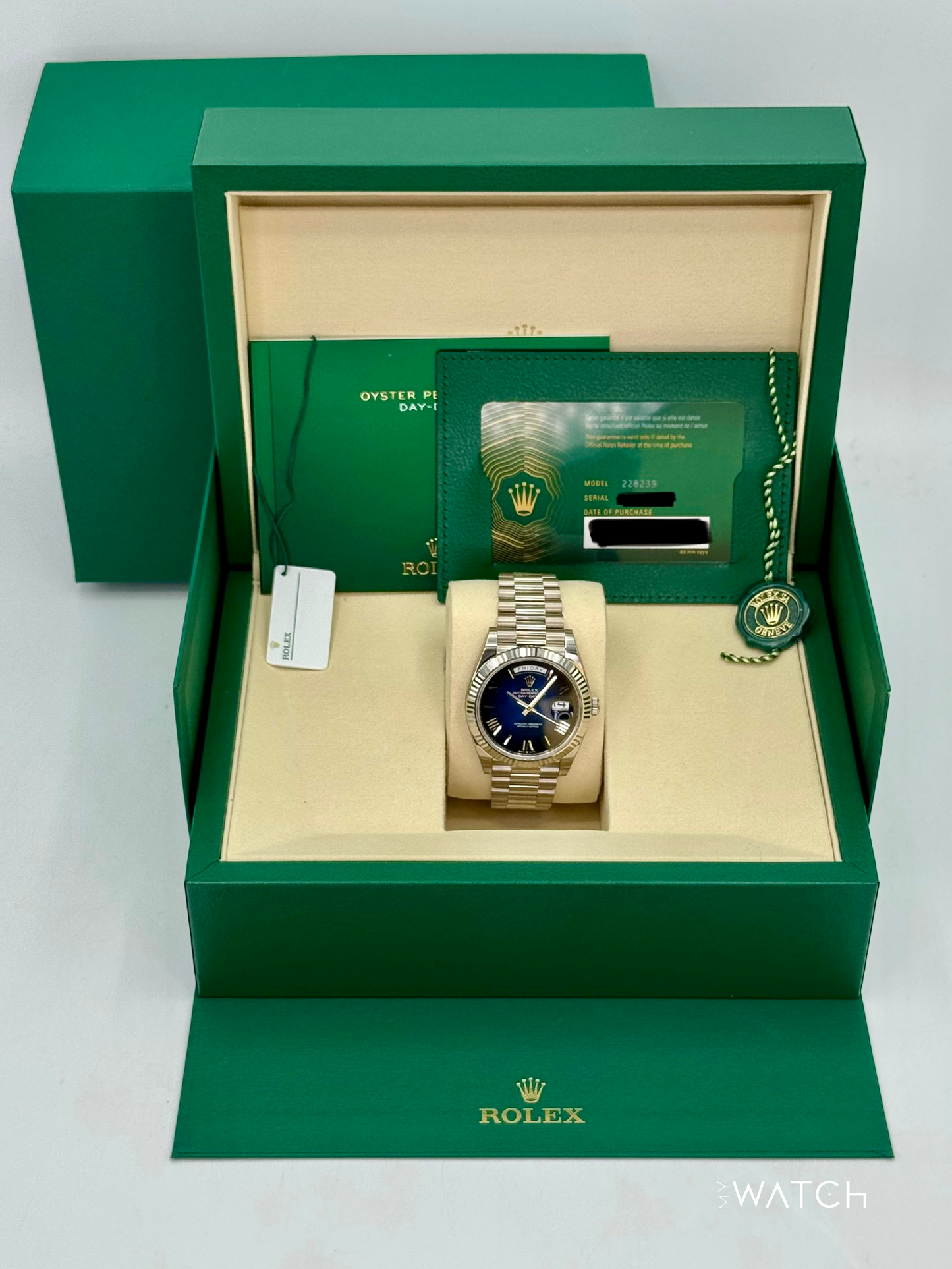 NEW 2025 Rolex Day-Date 40mm 228239 Presidential Blue Ombre Dial