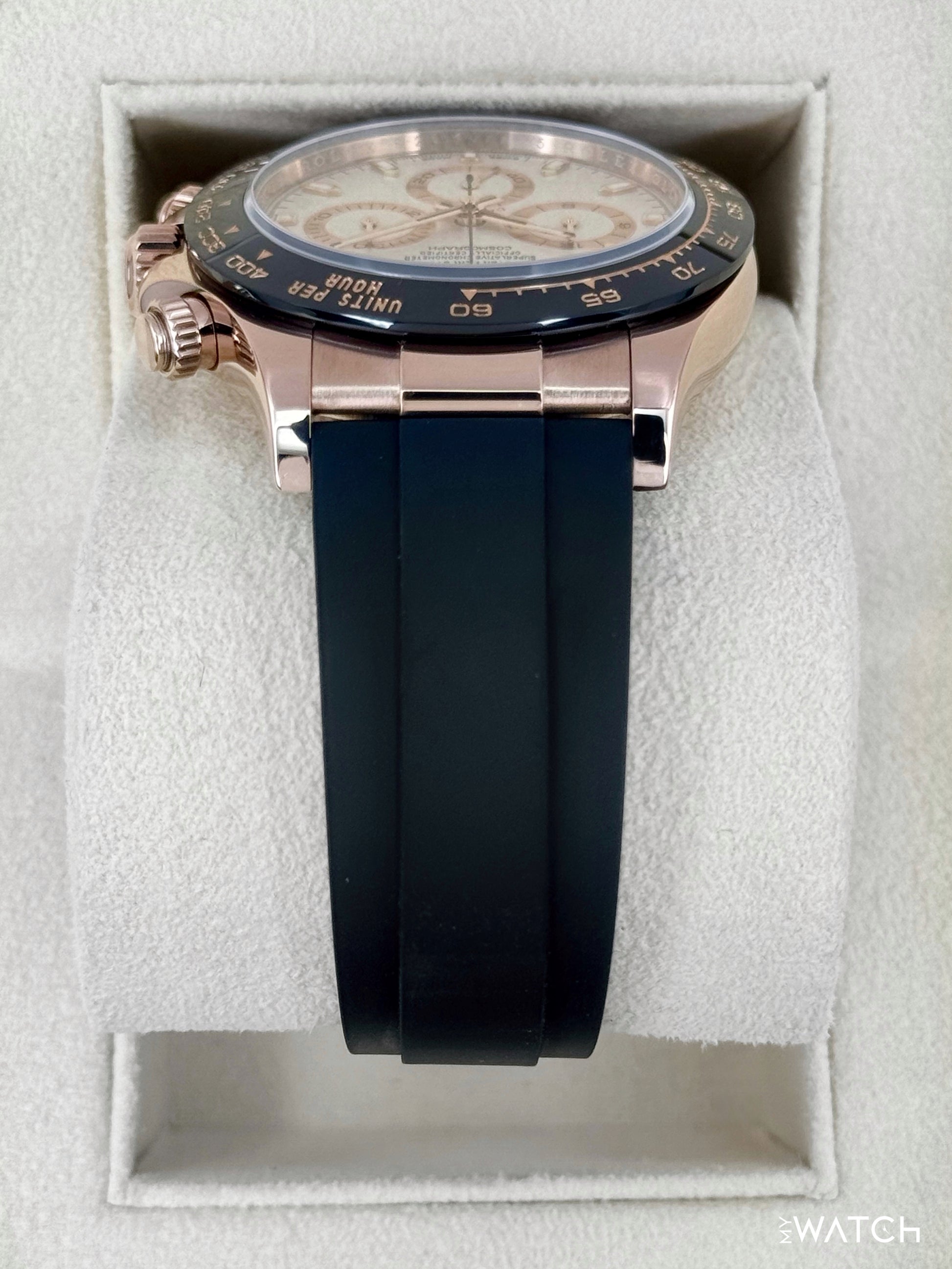 2022 Rolex Daytona 40mm 116515LN Rose Gold Oysterflex White Dial - MyWatchLLC