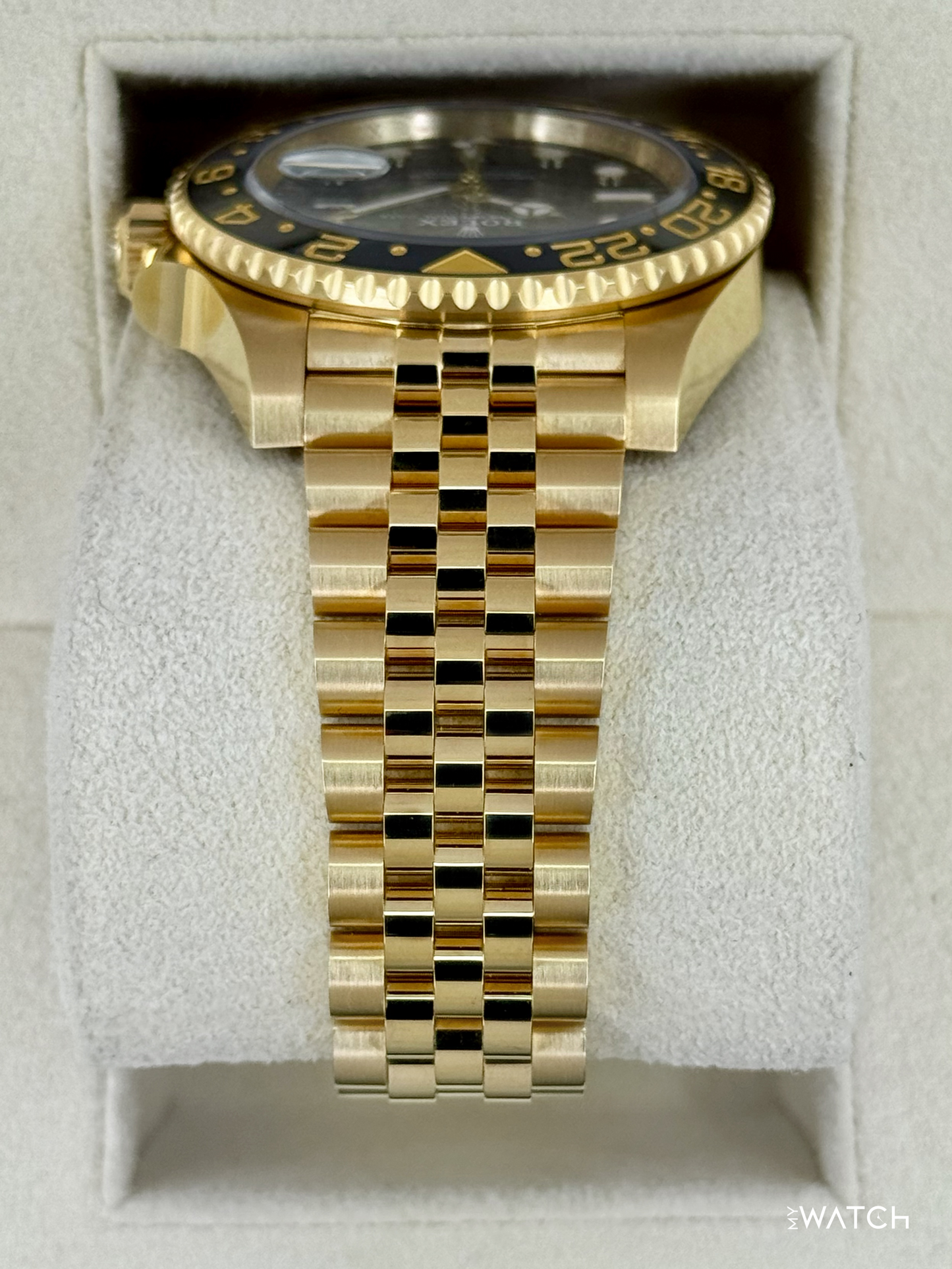 2023 Rolex GMT-Master II 40mm 126718GRNR Yellow Gold Jubilee Black Dial - MyWatchLLC