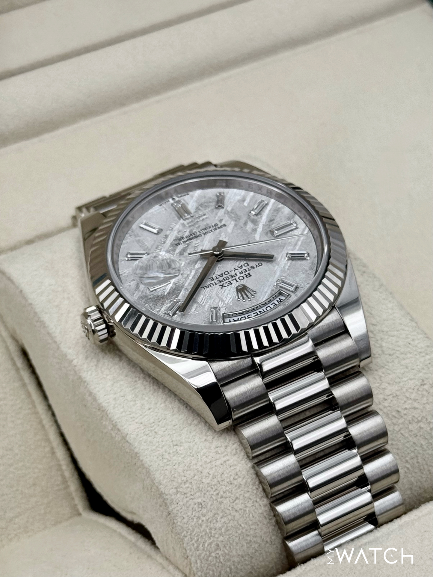 2025 Rolex Day-Date 40mm 228239 Presidential White Gold Meteorite Dial