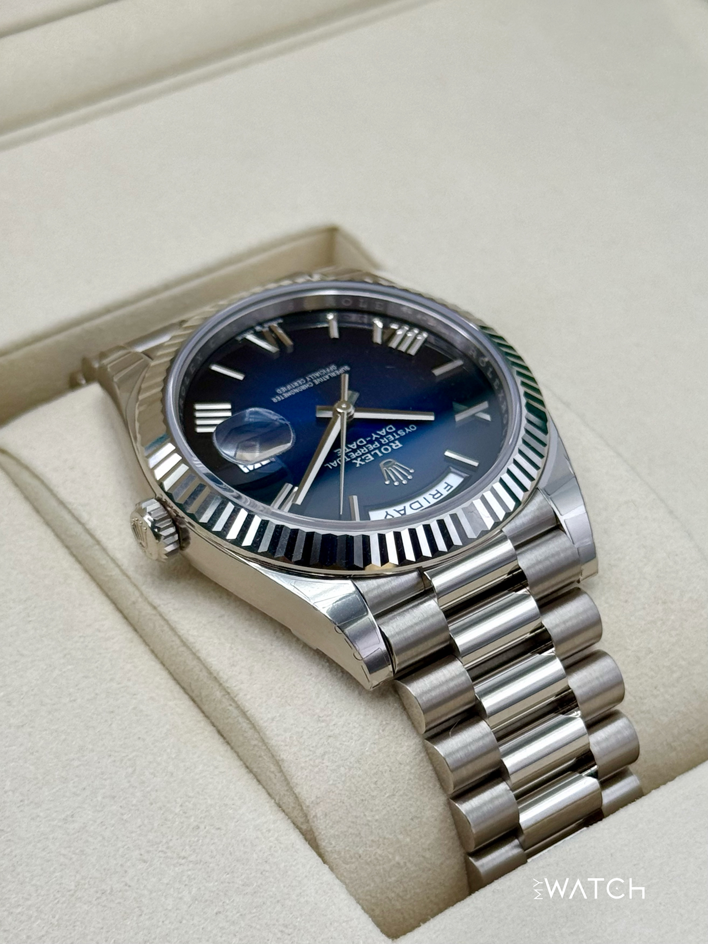 NEW 2025 Rolex Day-Date 40mm 228239 Presidential Blue Ombre Dial