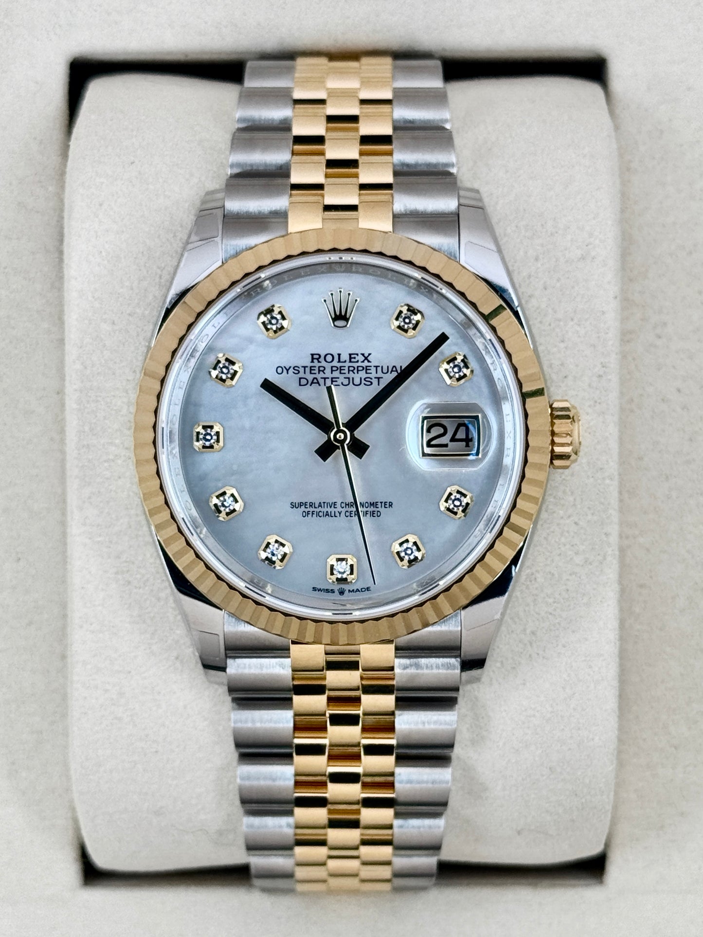 NEW 2026 Rolex Datejust 36mm 126233 Two-Tone Jubilee Mother of Pearl Diamond Dial