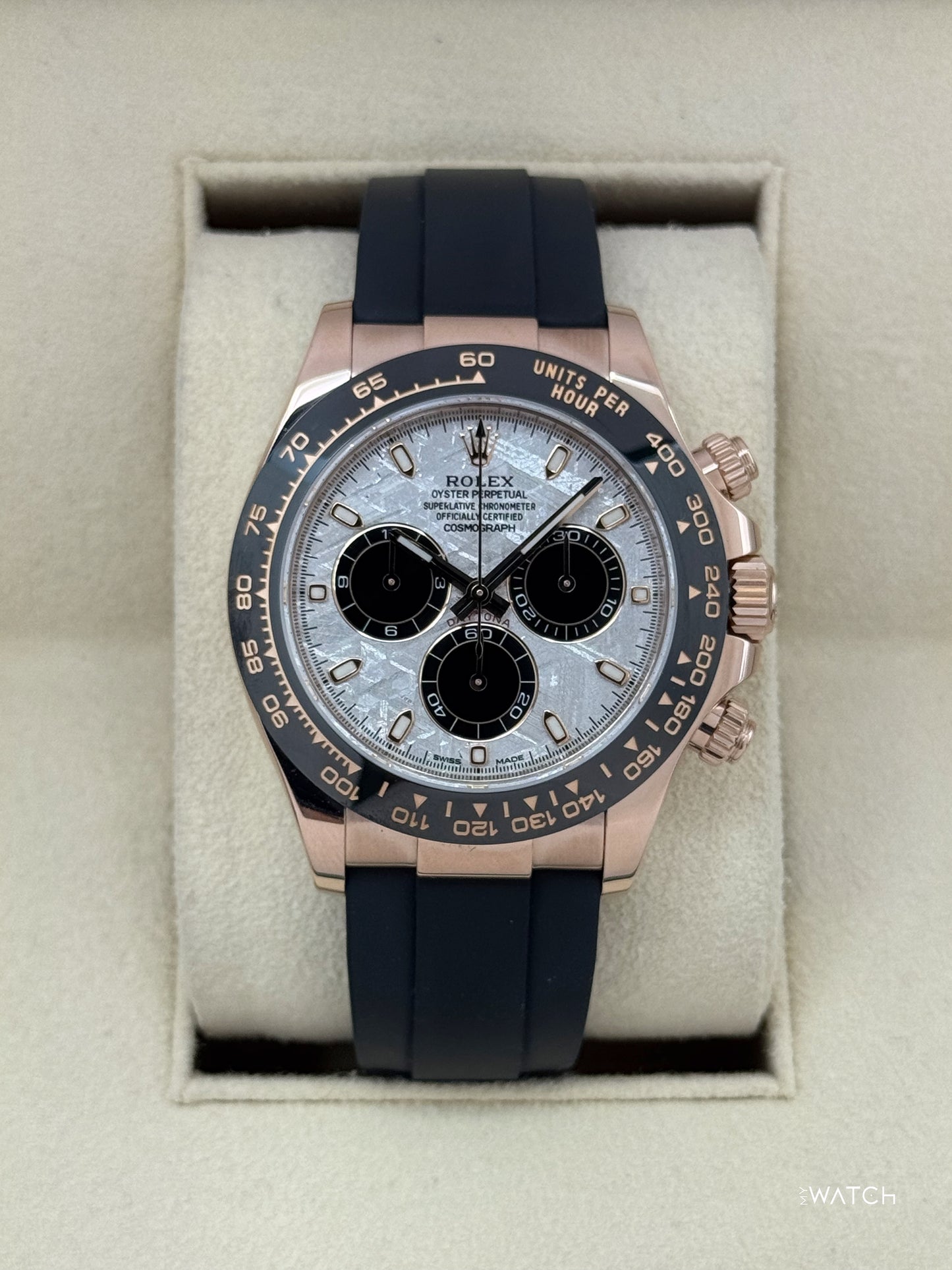 2022 Rolex Daytona 40mm 116515LN Rose Gold Oysterflex Meteorite Dial - MyWatchLLC