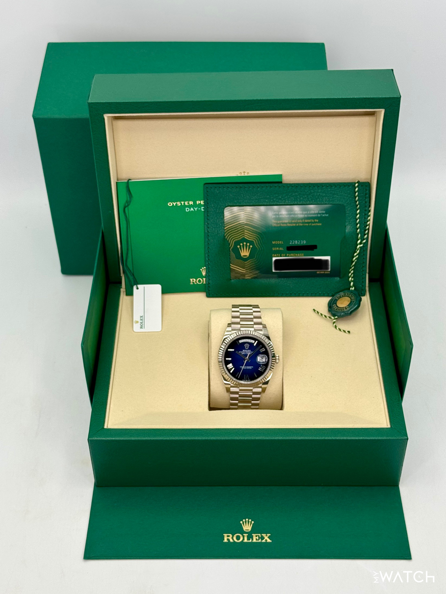 NEW 2025 Rolex Day-Date 40mm 228239 Presidential Blue Ombre Dial - MyWatchLLC