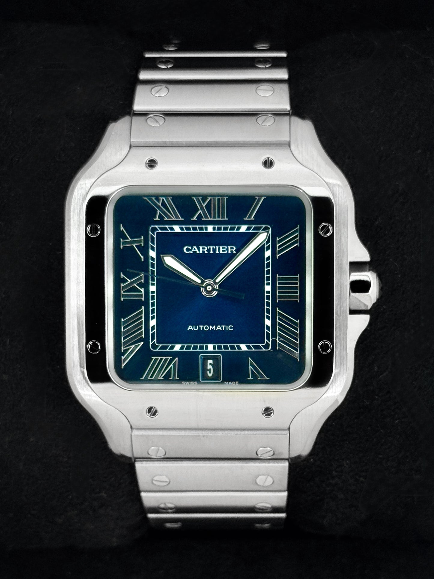 2022 Cartier Santos De Cartier 39.8mm WSSA0030 Stainless Steel Blue Dial