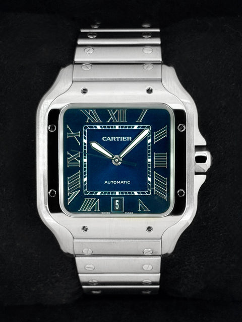 2022 Cartier Santos De Cartier 39.8mm WSSA0030 Stainless Steel Blue Dial