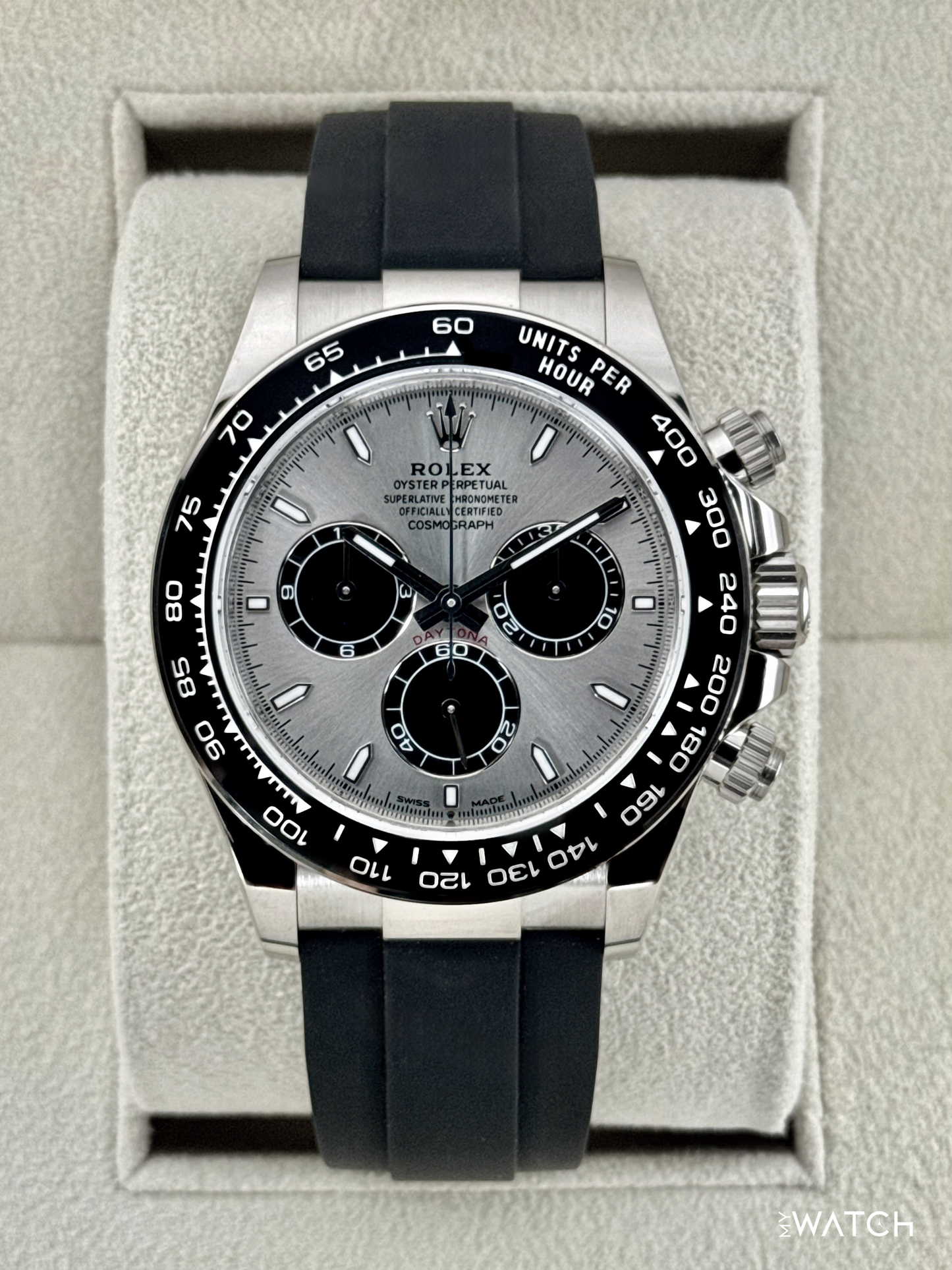 NEW 2025 Rolex Daytona 40mm 126519LN White Gold Oysterflex Silver Ghost Dial - MyWatchLLC
