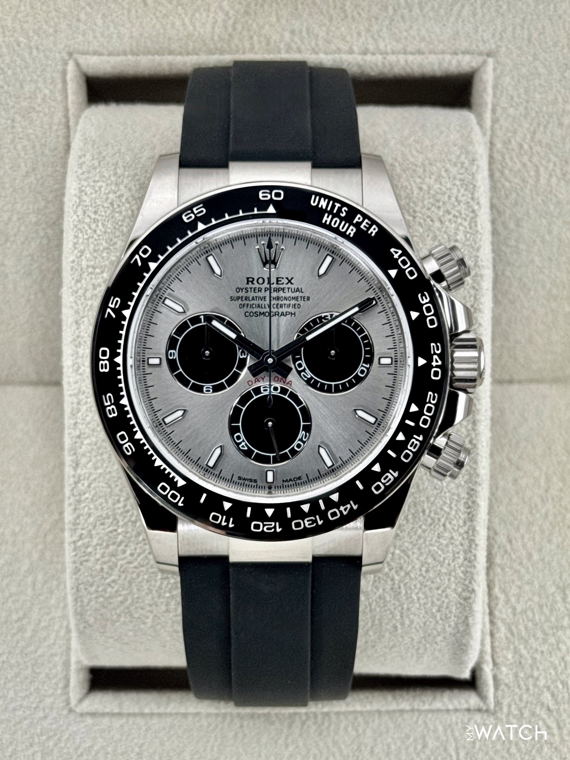 NEW 2025 Rolex Daytona 40mm 126519LN White Gold Oysterflex Silver Ghost Dial - MyWatchLLC