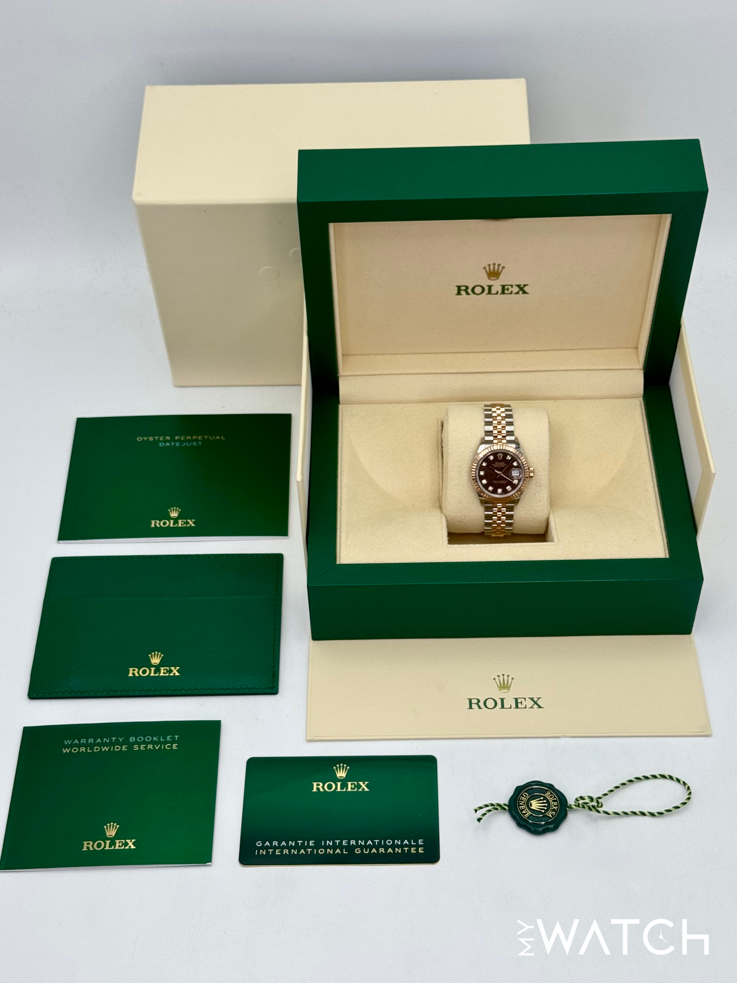 2023 Rolex Ladies Datejust 28mm 279171 Two-Tone Chocolate Diamond Dial