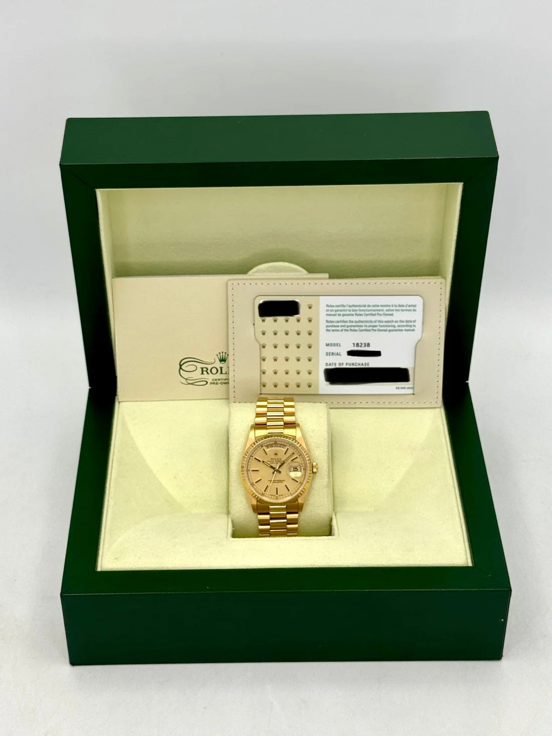 1990 Rolex Day-Date 36mm 18238 Presidential 18kt Yellow Gold Champagne Dial (CPO)