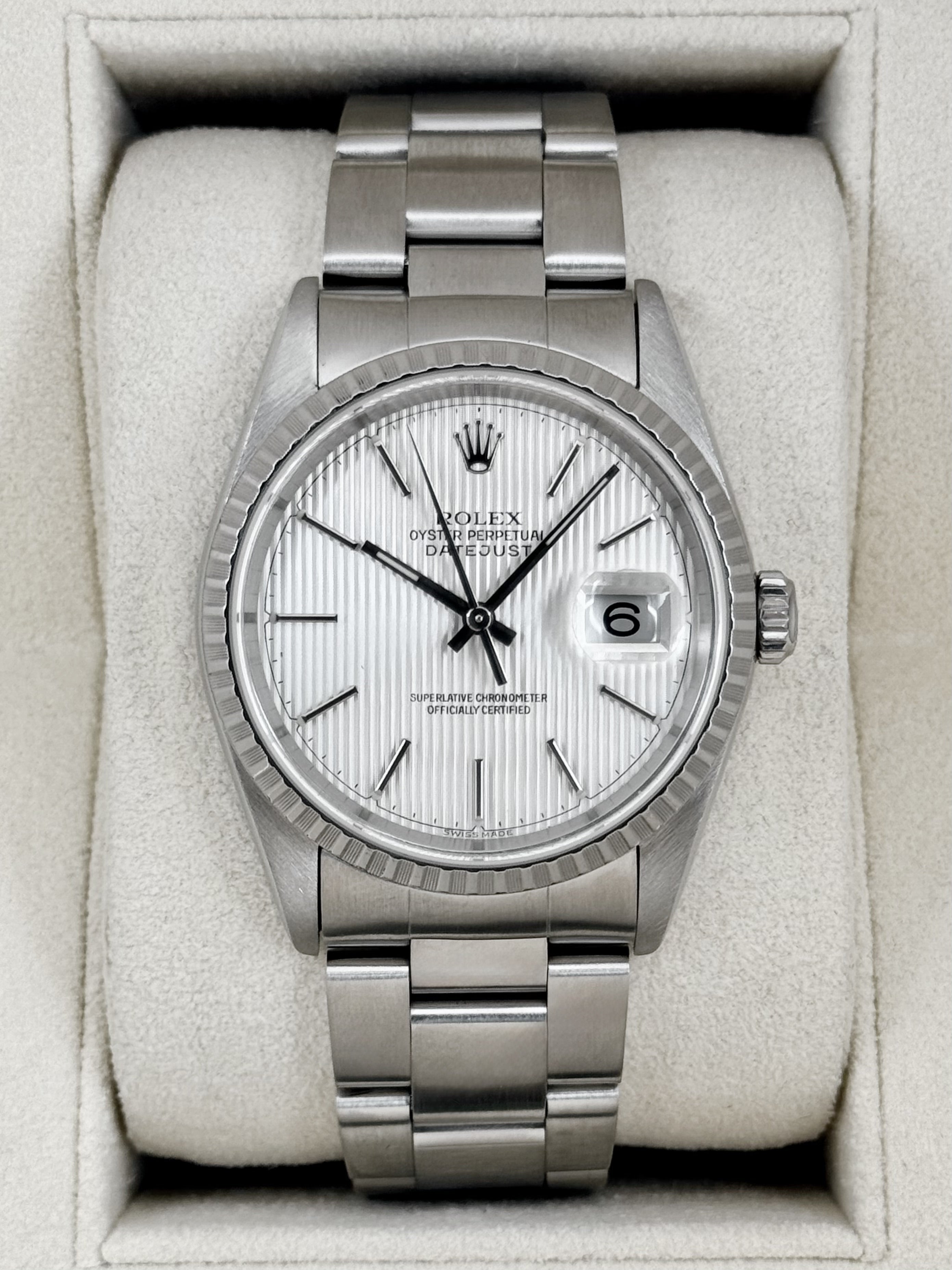 1995 Rolex Datejust 36mm 16233 Two-Tone White Pyramid Dial