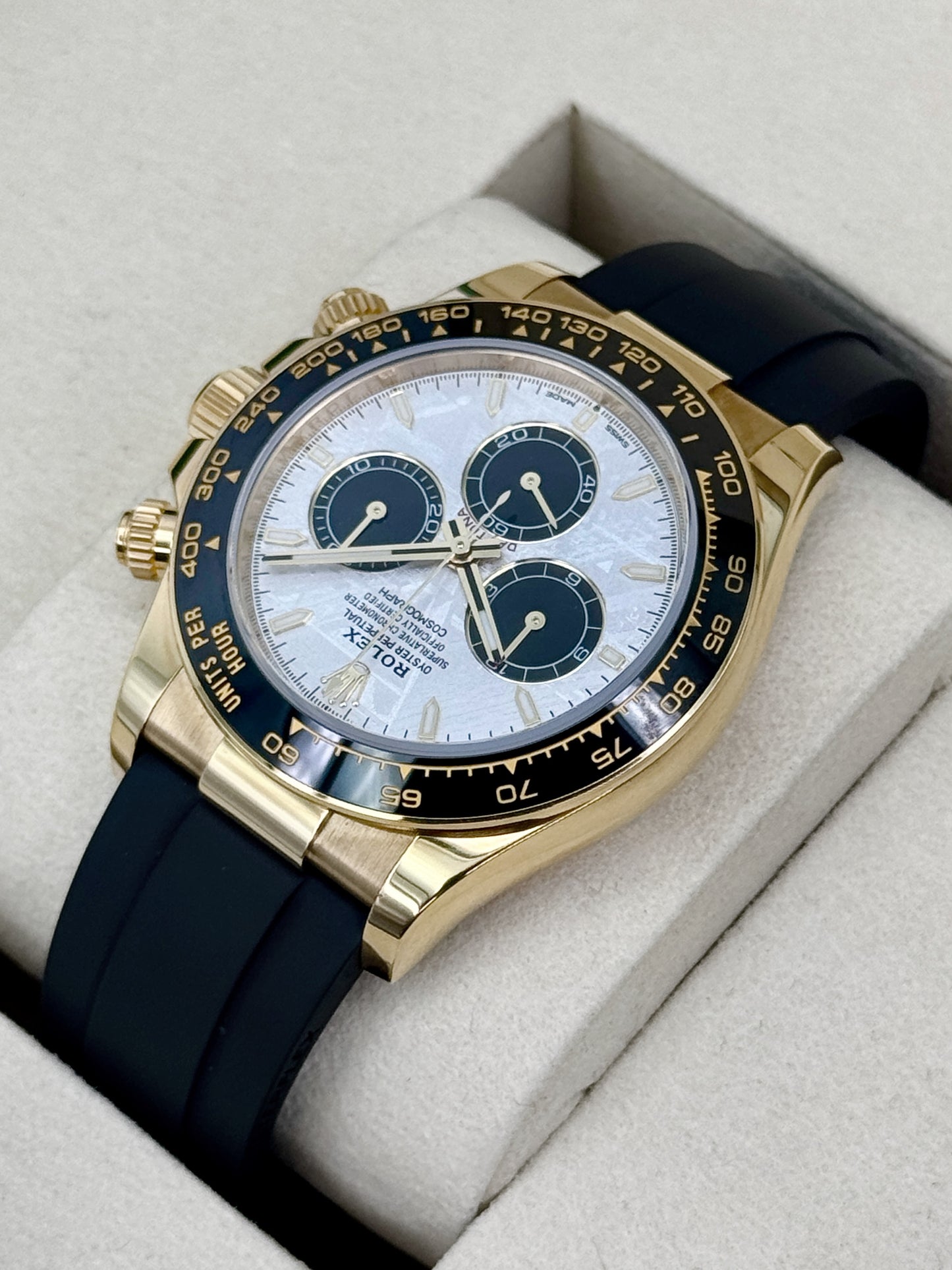 2025 Rolex Daytona 40mm 126518LN Yellow Gold Oysterflex Meteorite Dial