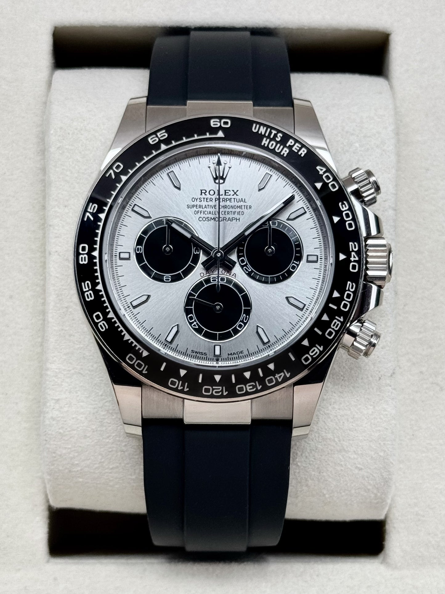 2026 Rolex Daytona 40mm 126519LN White Gold Oysterflex Silver Ghost Dial