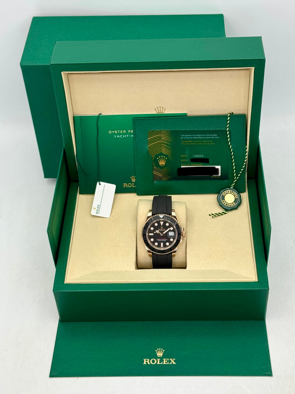 NEW 2026 Rolex Yacht-Master 40mm 126655 Rose Gold Oysterflex Black Dial