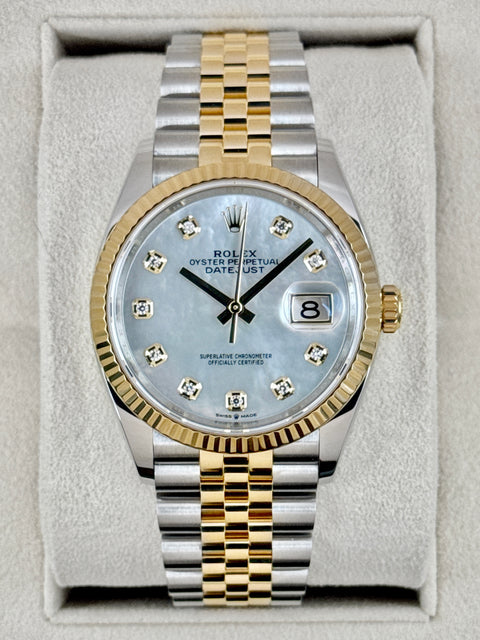 2022 Rolex Datejust 36mm 126233 Two-Tone Jubilee Mother of Pearl Diamond Dial