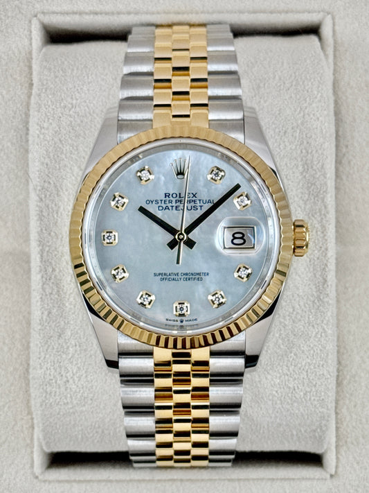 2022 Rolex Datejust 36mm 126233 Two-Tone Jubilee Mother of Pearl Diamond Dial