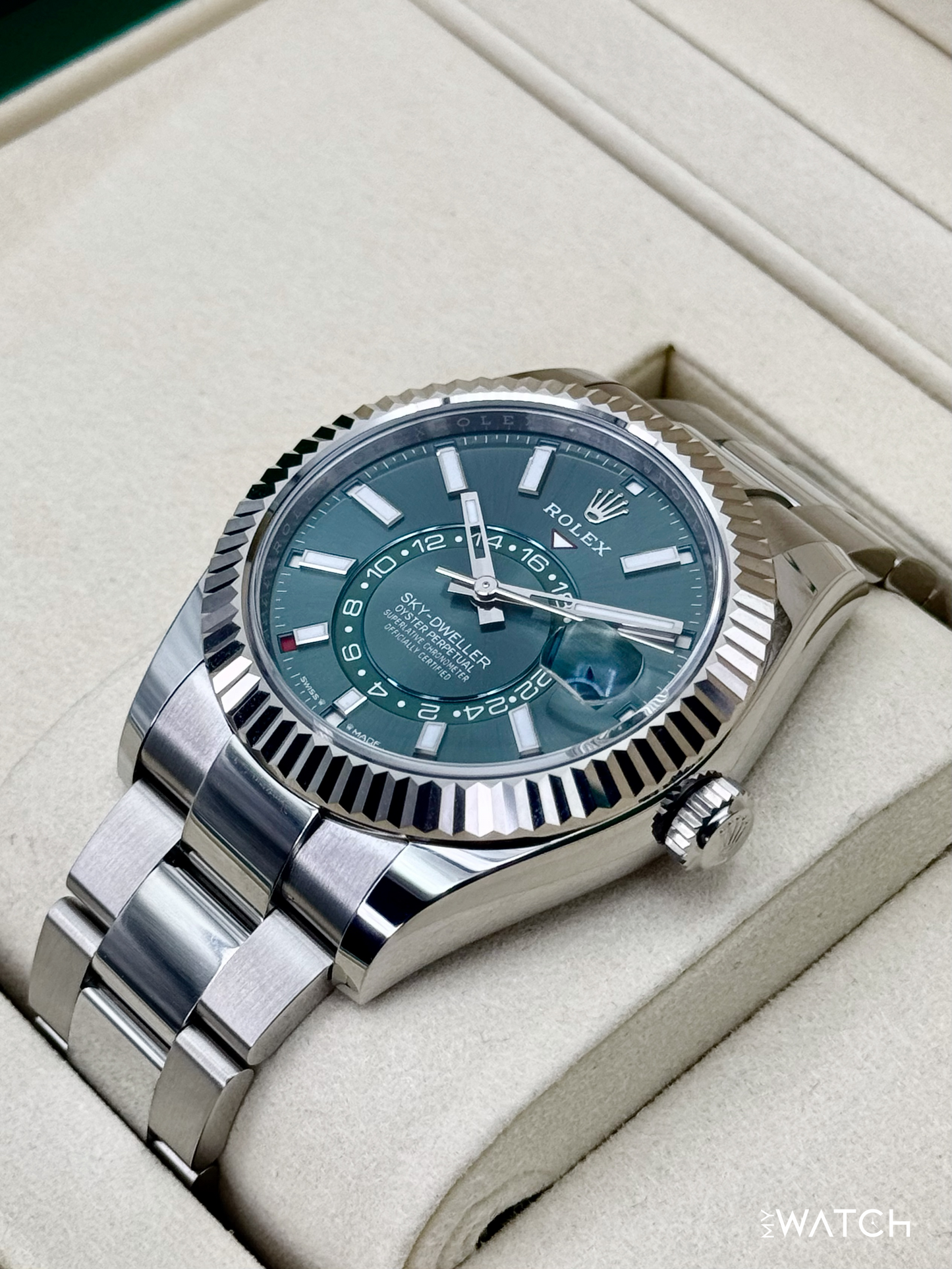 NEW 2025 Rolex Sky-Dweller 42mm 336934 Oyster Green Dial - MyWatchLLC