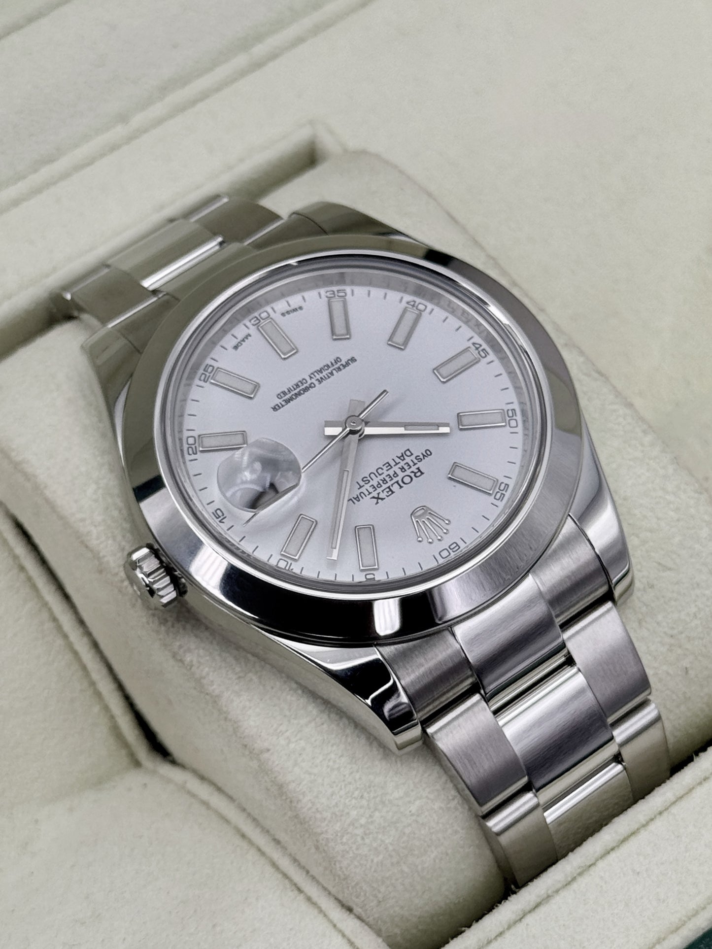 2015 Rolex Datejust 41mm 116300 Stainless Steel Oyster White Dial