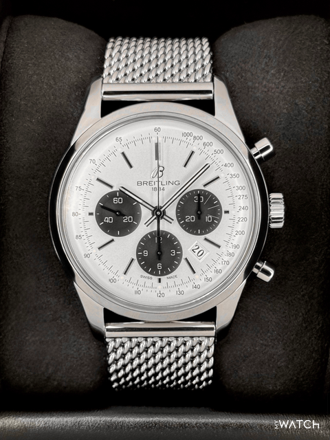 2013 Breitling Transocean Chronograph 43mm AB015212 Stainless Steel Silver Dial
