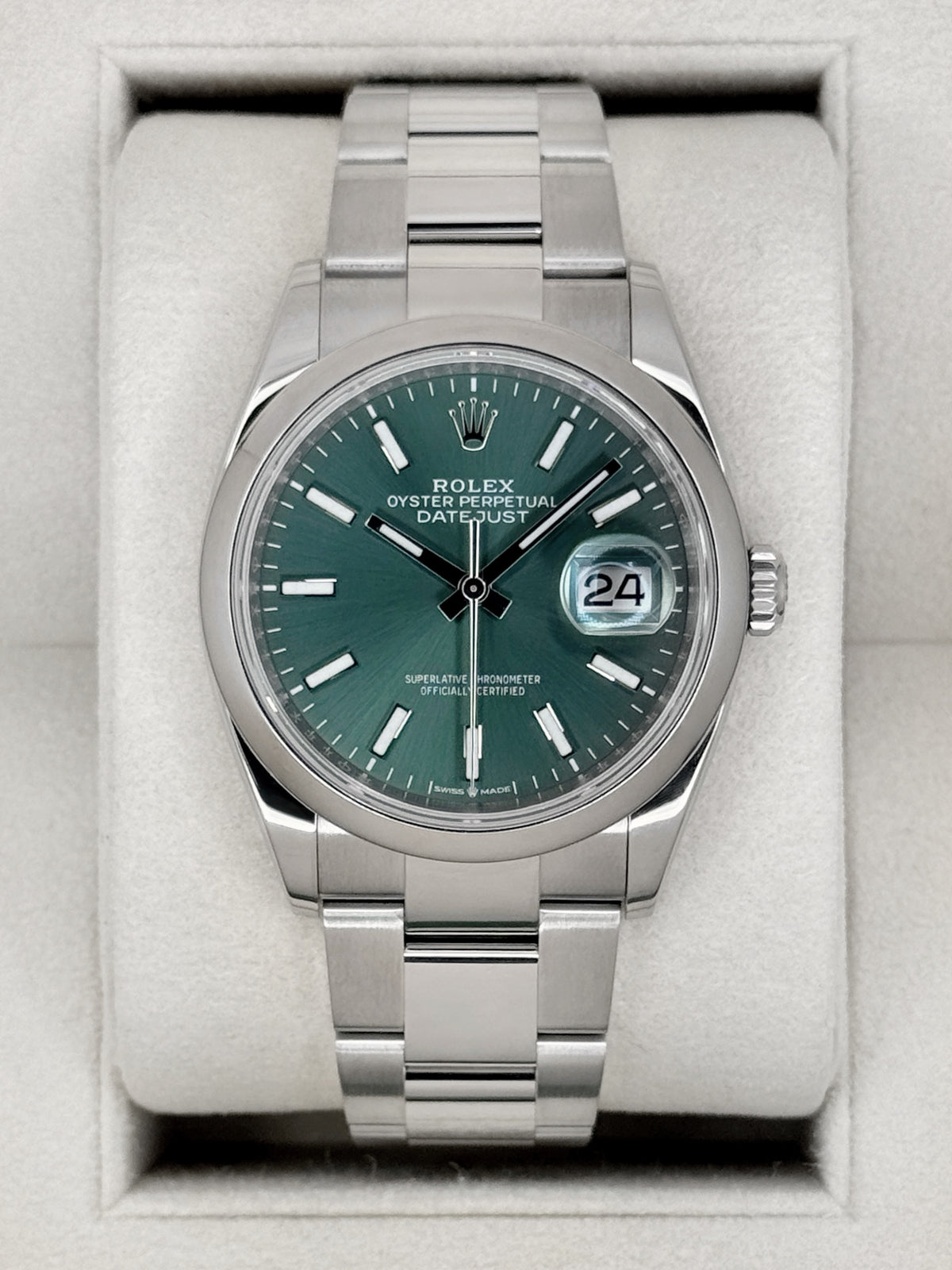 2024 Rolex Datejust 36mm 126200 Oyster Mint Green Dial