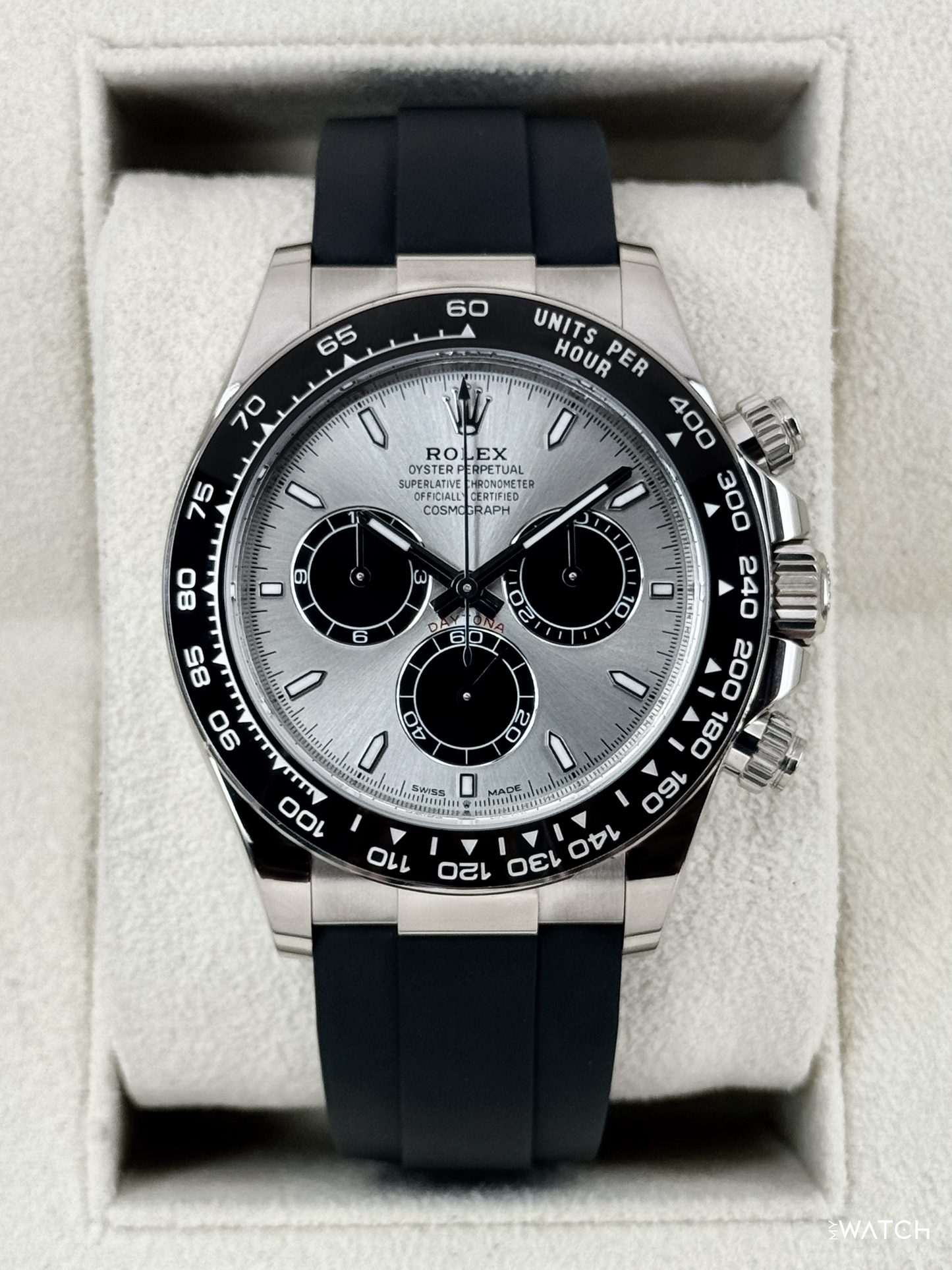 2024 Rolex Daytona 40mm 126519LN White Gold Oysterflex Silver Ghost Dial - MyWatchLLC