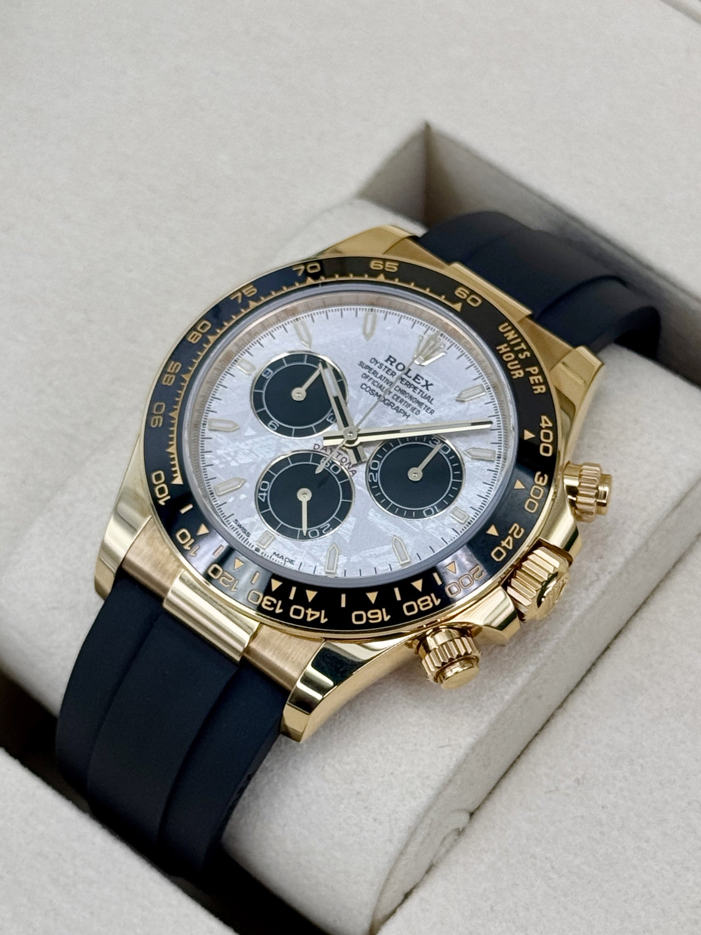 2025 Rolex Daytona 40mm 126518LN Yellow Gold Oysterflex Meteorite Dial