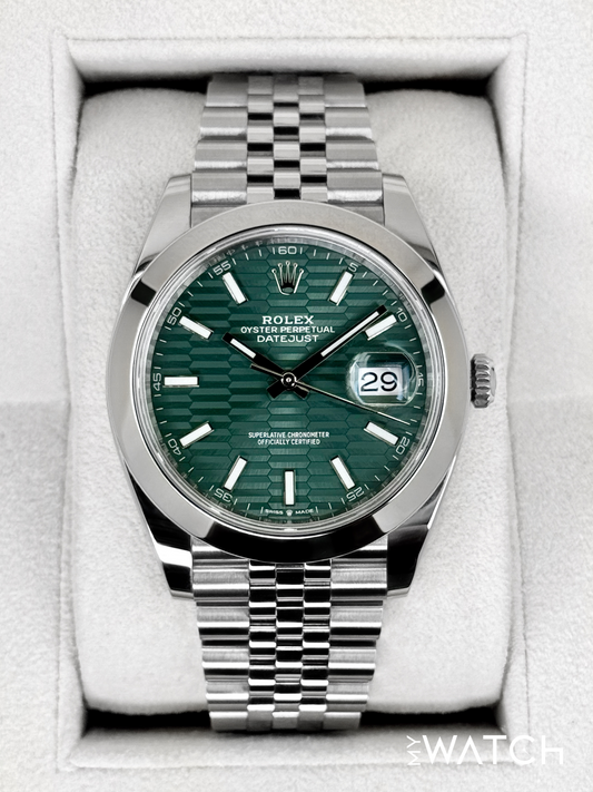 2023 Rolex Datejust 41mm 126300 Stainless Steel Jubilee Green Motif Dial