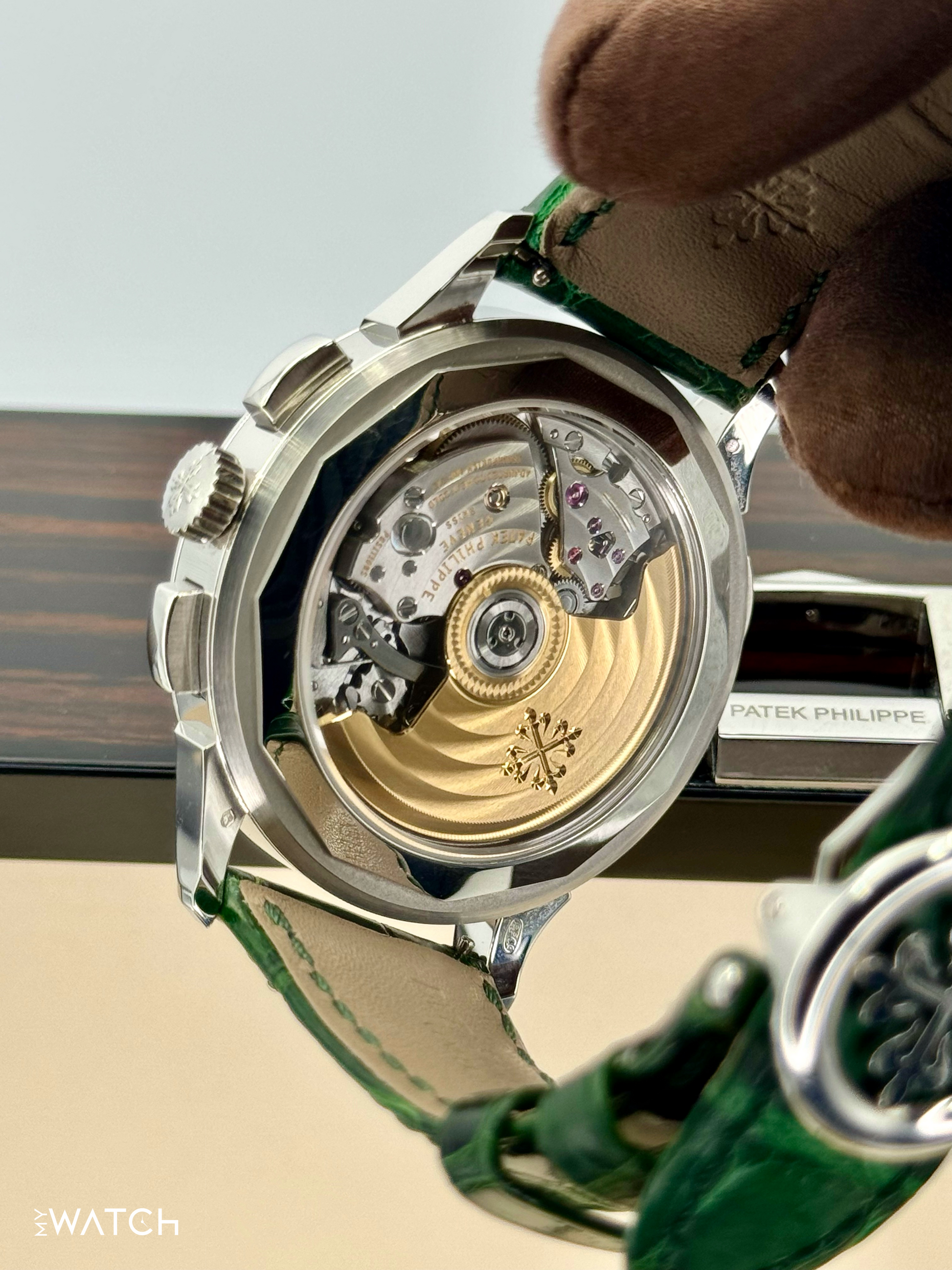 2023 Patek Philippe 5930P World Time Flyback Chronograph Platinum Green Dial - MyWatchLLC
