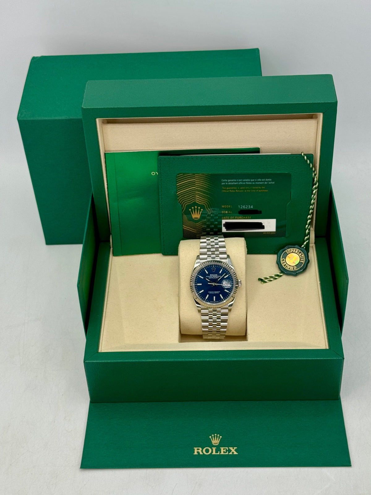2026 Rolex Datejust 36mm 126234 Stainless Steel Jubilee Blue Dial
