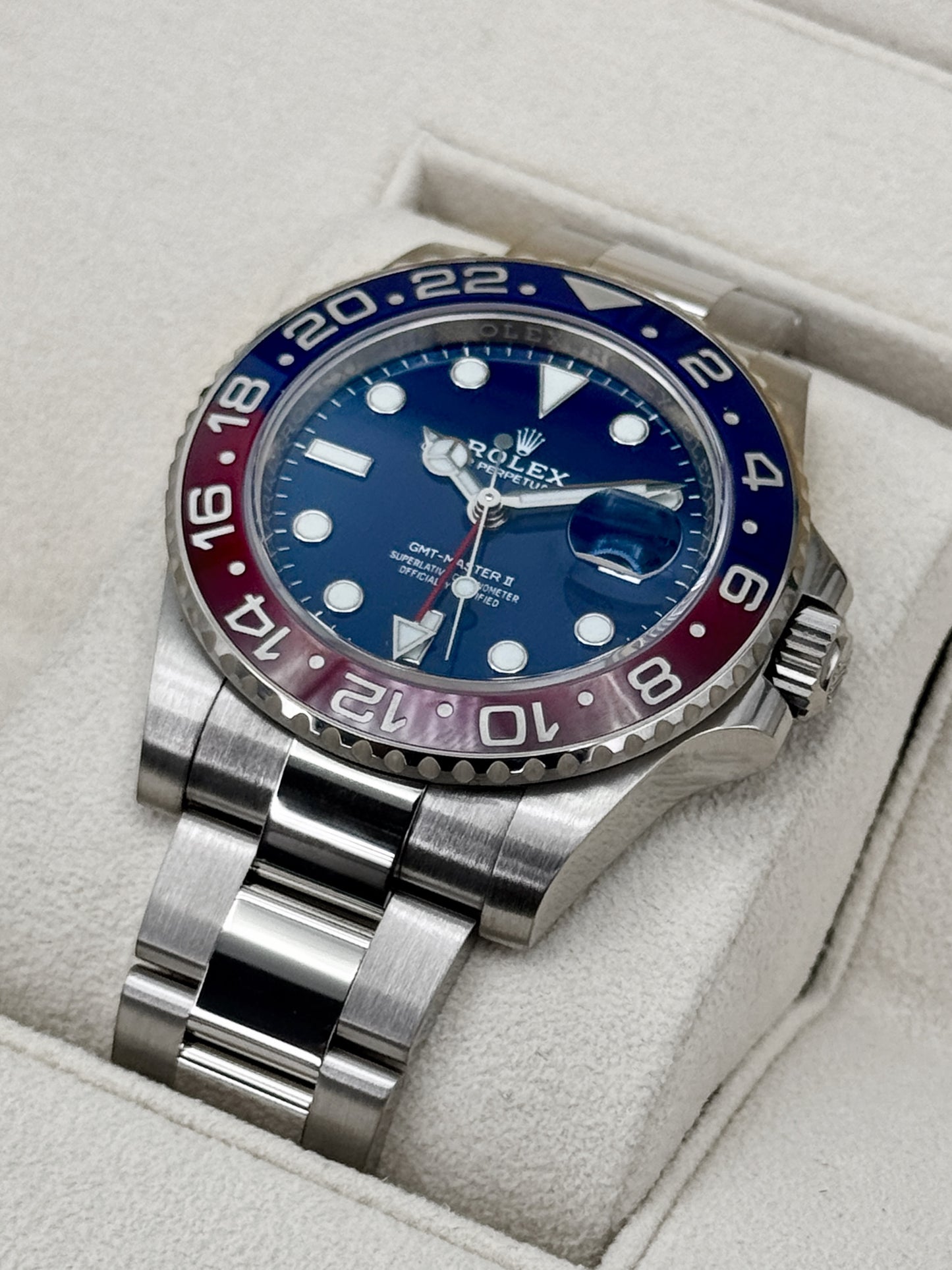 2021 Rolex GMT-Master II "Pepsi" 40mm 126719BLRO White Gold Blue Dial