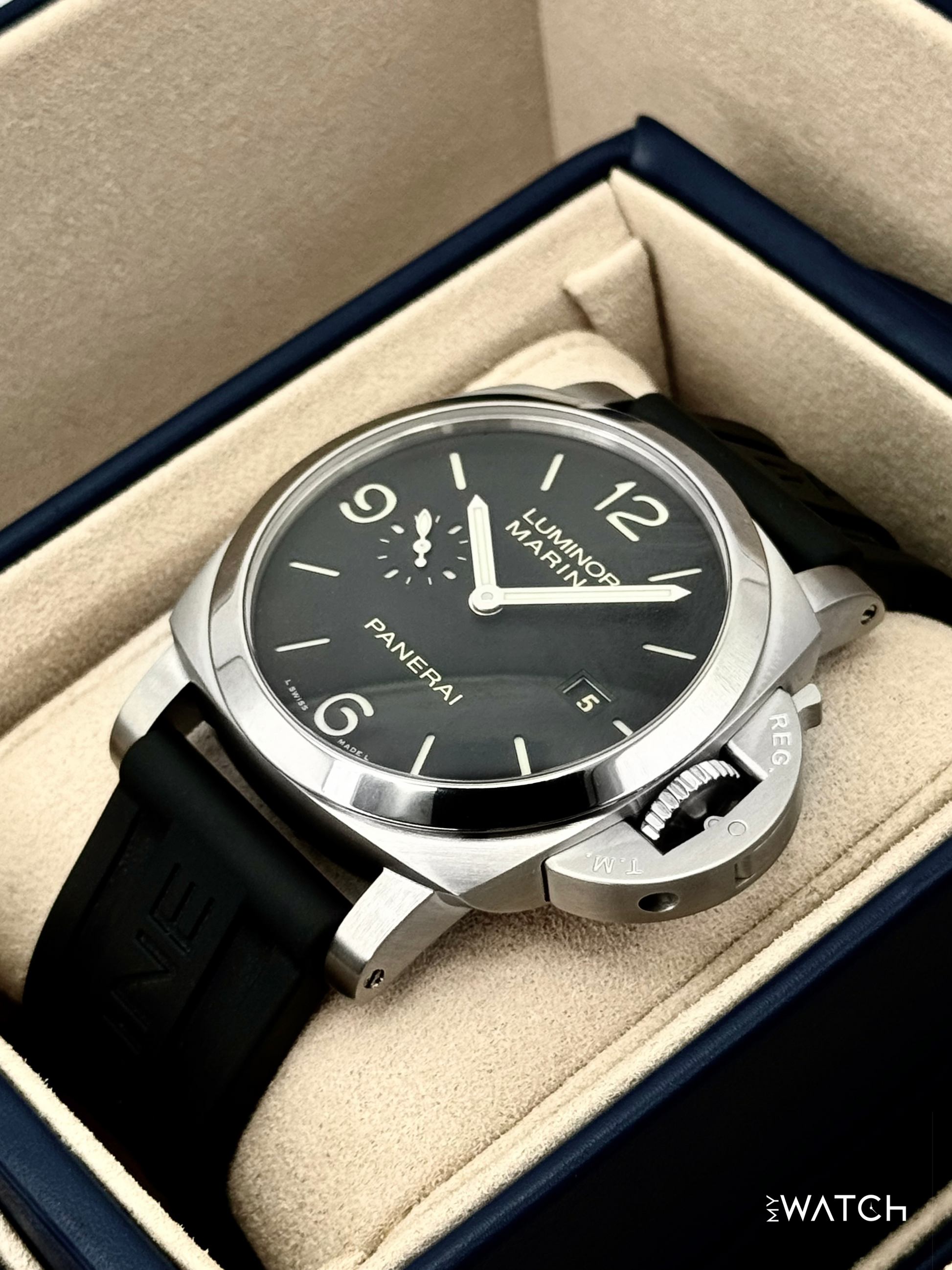 2025 Panerai Luminor Marina 44mm PAM03312 Stainless Steel Black Dial - MyWatchLLC