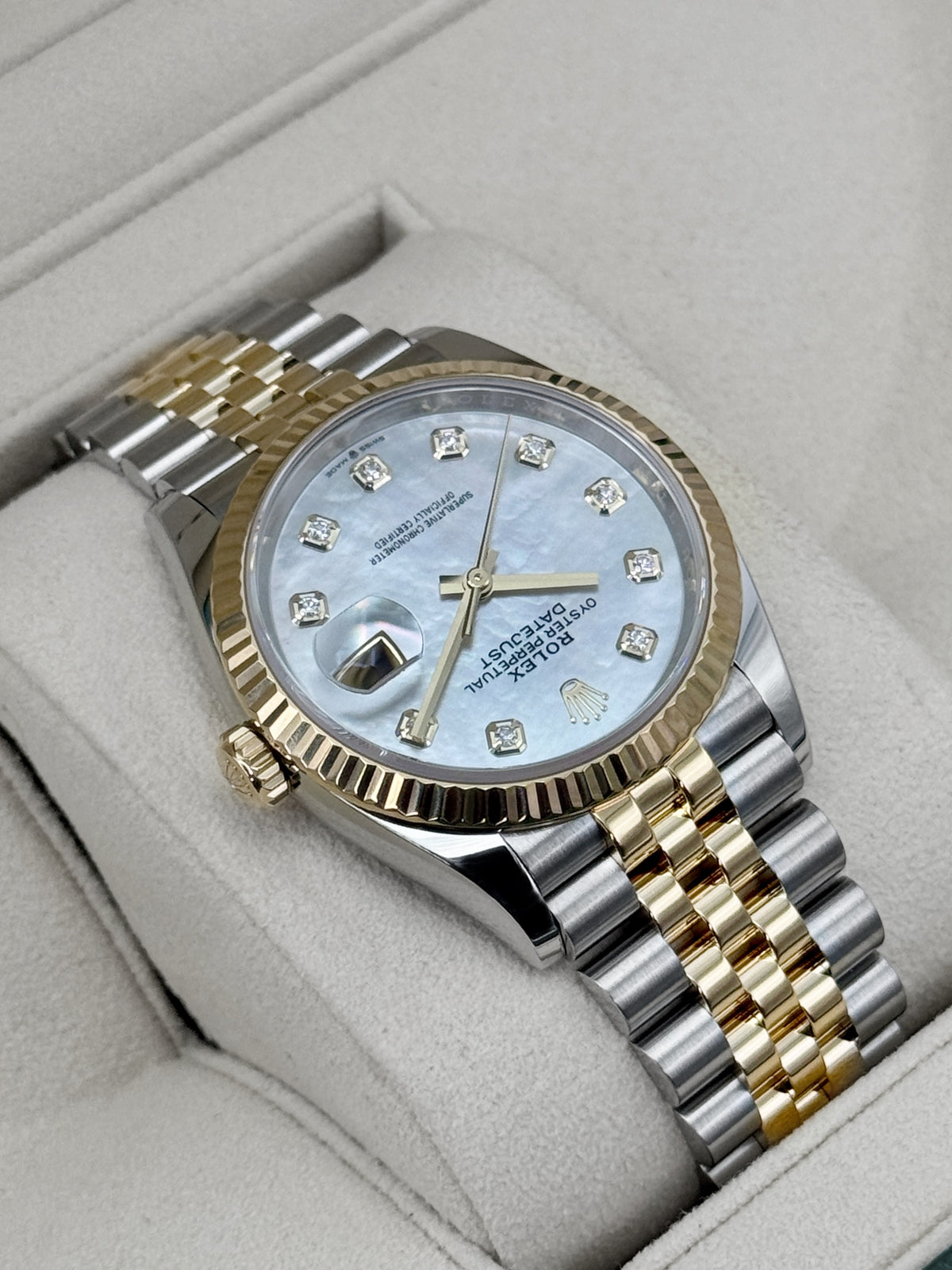 2022 Rolex Datejust 36mm 126233 Two-Tone Jubilee Mother of Pearl Diamond Dial