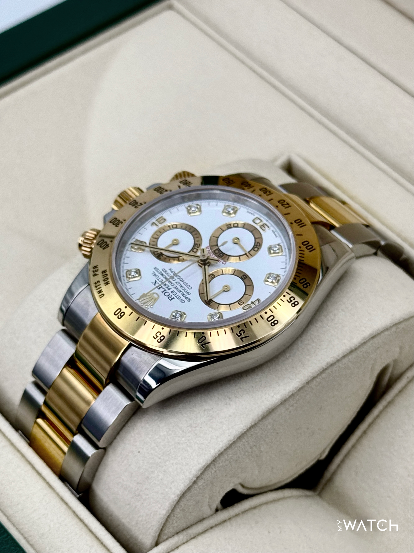 2005 Rolex Daytona 40mm 116523 Two-Tone White Diamond Dial (Collectors Set) - MyWatchLLC