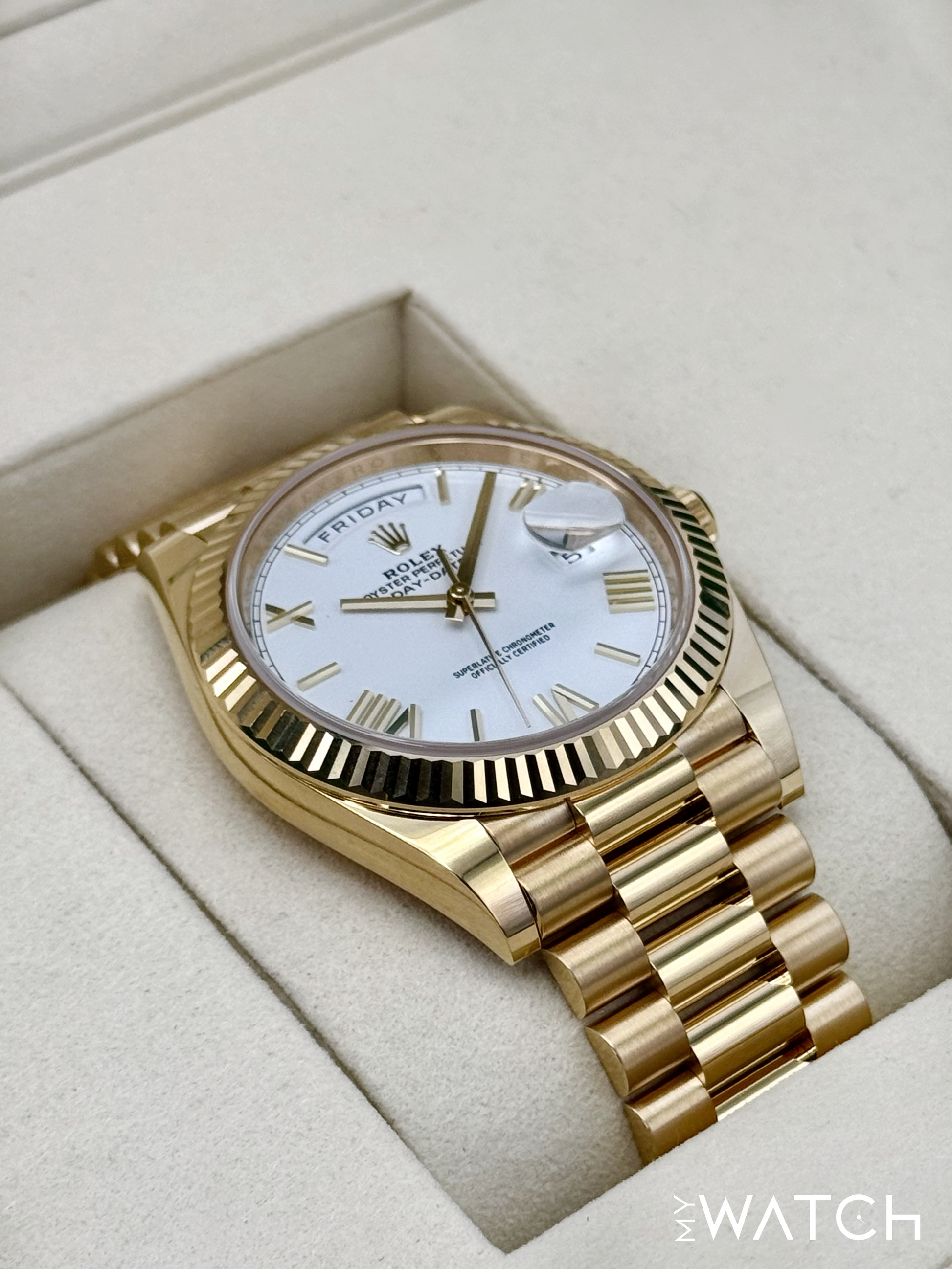 NEW 2025 Rolex Day-Date 40mm 228238 Presidential White Dial - MyWatchLLC