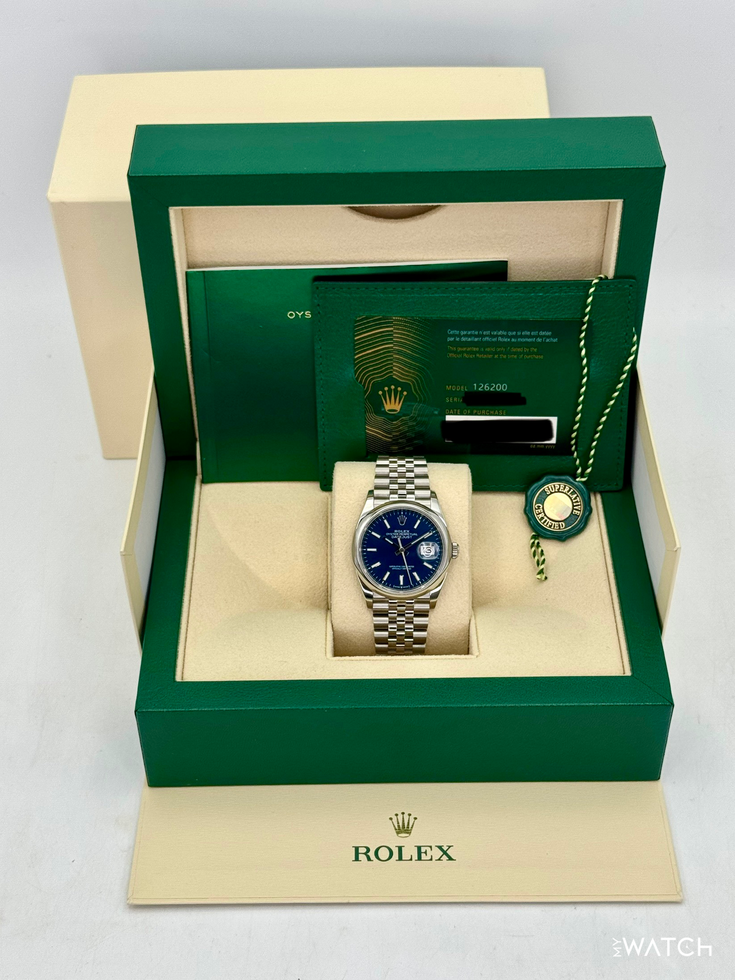 2024 Rolex Datejust 36mm 126200 Stainless Steel Jubilee Blue Dial - MyWatchLLC