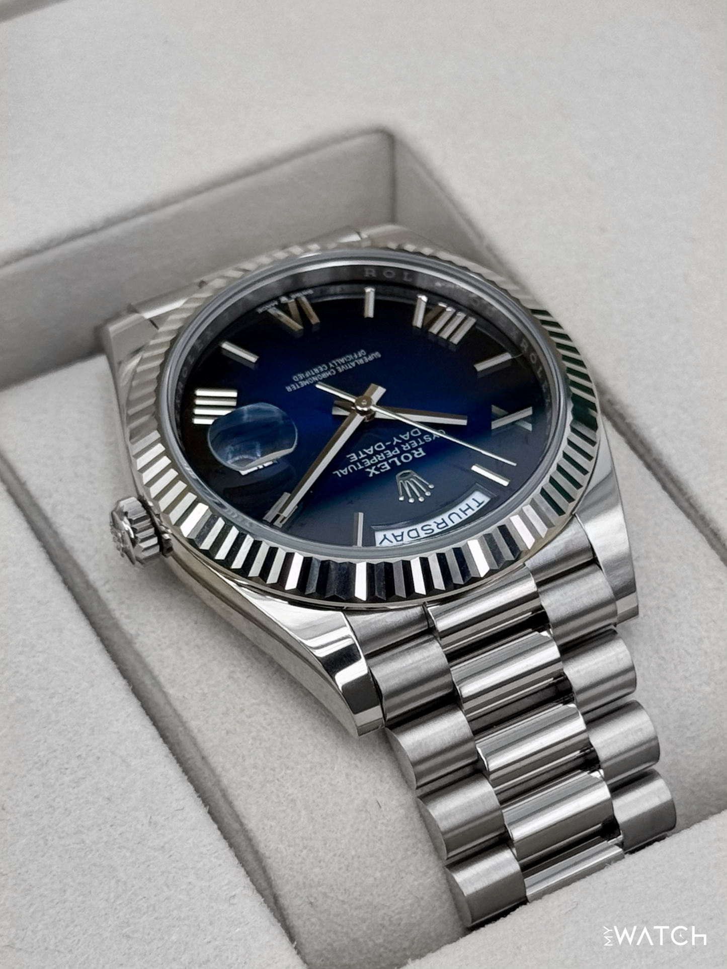 2025 Rolex Day-Date 40mm 228239 Presidential Blue Ombre Dial