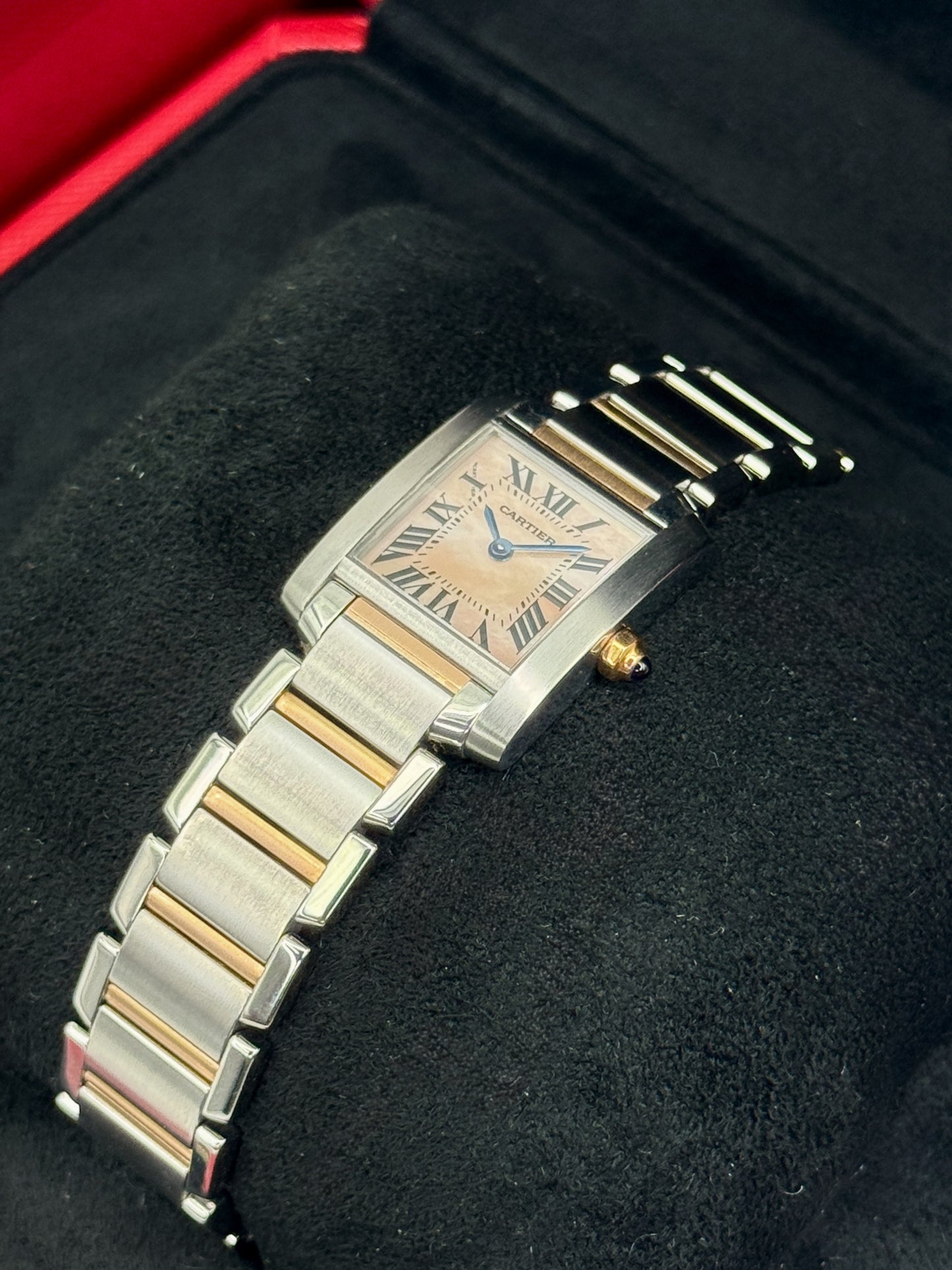 2010 Cartier Tank Francaise 20mm W51027Q4 Two-Tone Mother of Pearl Dial