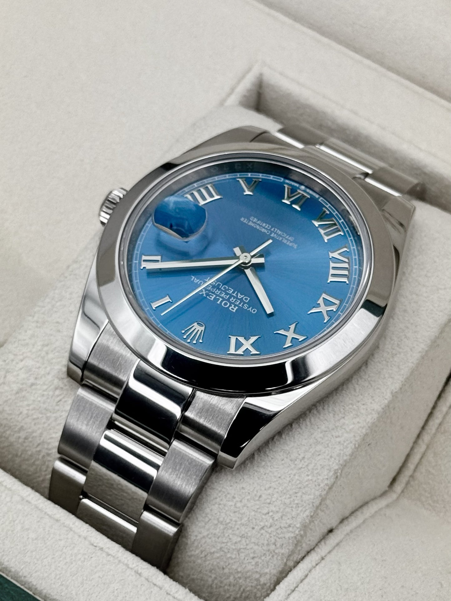 2023 Rolex Datejust 41mm 126300 Stainless Steel Oyster Blue Roman Numeral Dial