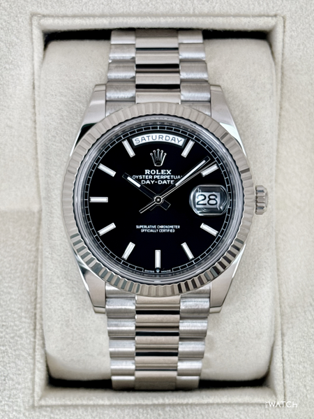 2025 Rolex Day-Date 40mm 228239 Presidential 18kt White Gold Black Dia