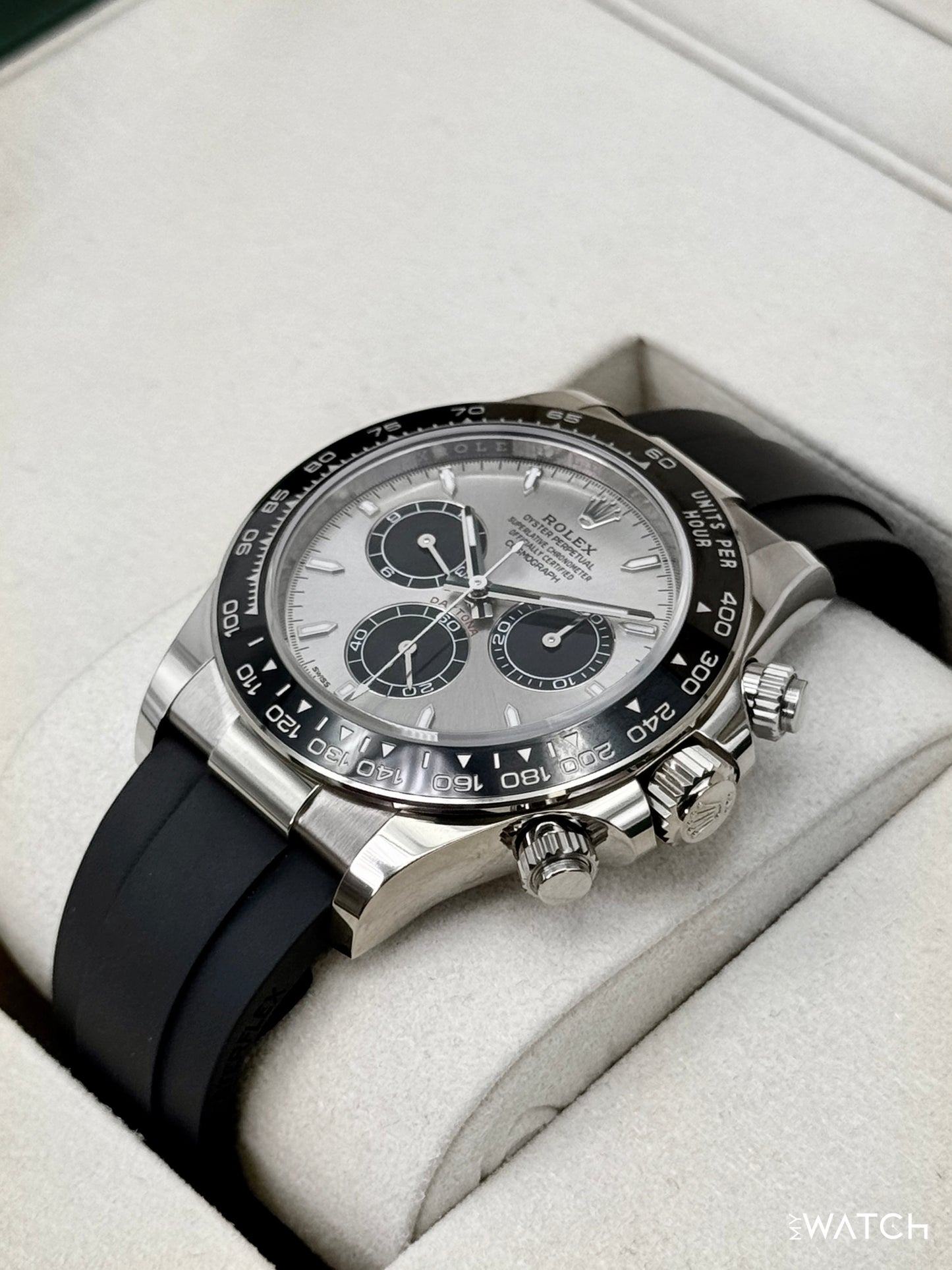 2025 Rolex Daytona 40mm 126519LN White Gold Oysterflex Silver Ghost Dial