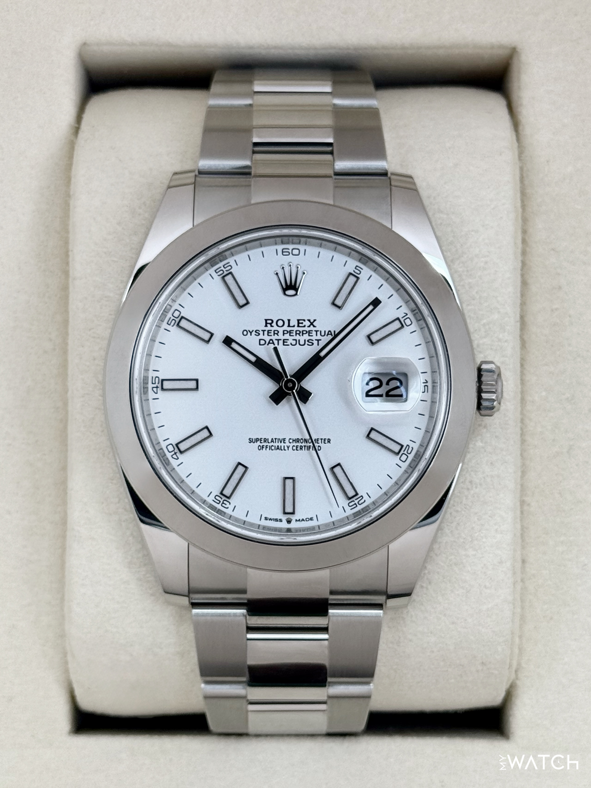 NEW 2025 Rolex Datejust 41mm 126300 Stainless Steel Oyster White Dial - MyWatchLLC